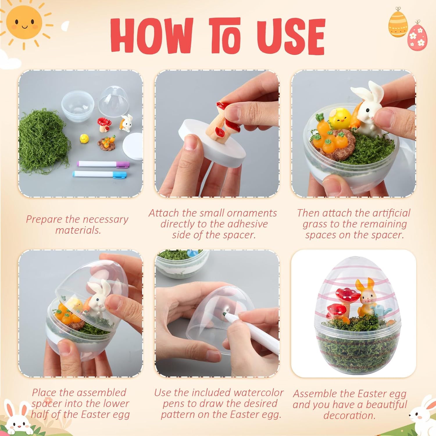 Pinkunn 10 Sets DIY Easter Snow Globe, Easter Crafts, Egg Globes Making Kit, Make Your Own Bunny and Egg Decorations for Party Favors Home Decor Classroom Activities