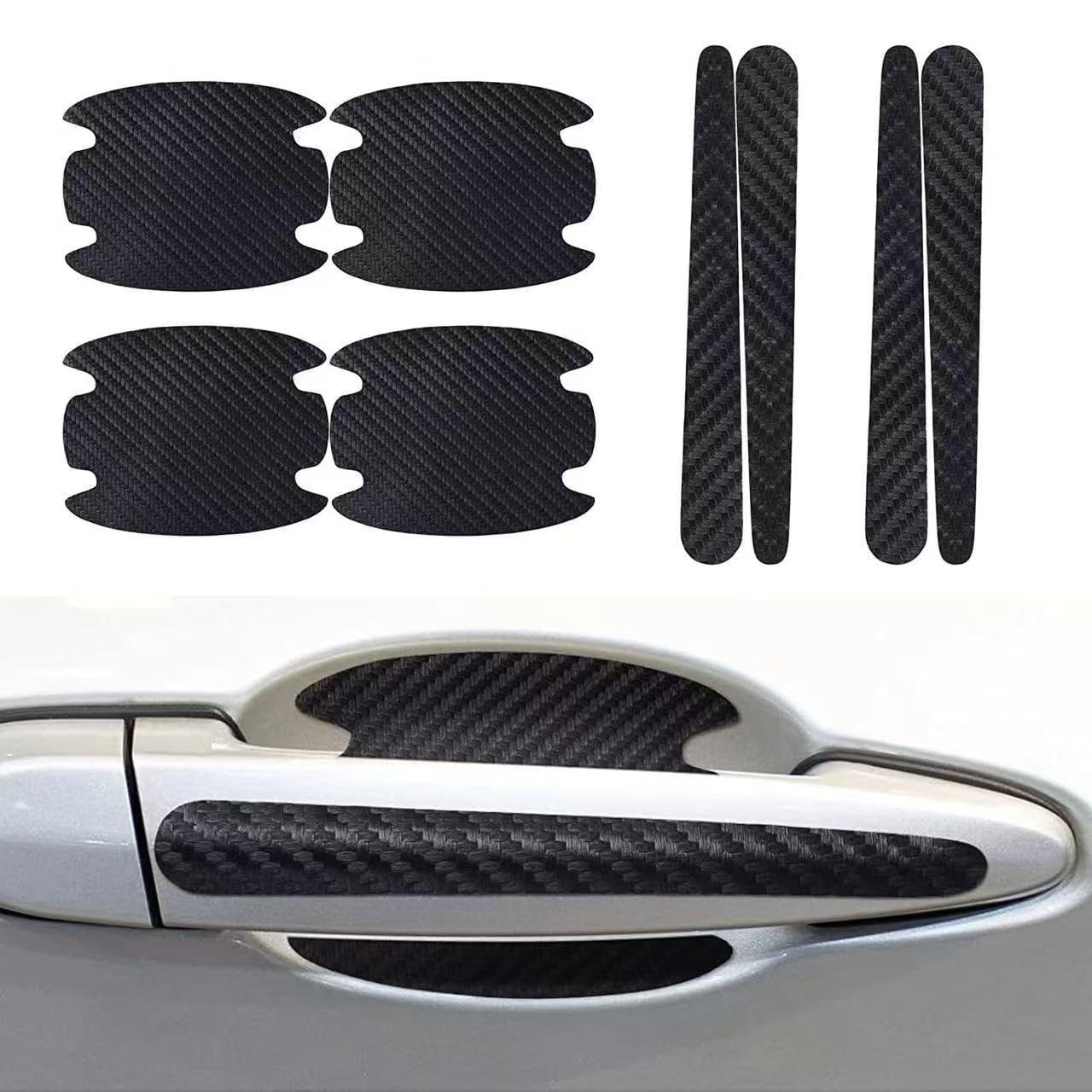 LAMWQYC 8 PCS Car Door Handle Scratch Protectors for VW ID7 Tourer ED5 2024-2025, Carbon Fiber Door Handle Paint Protection Film, Auto Exterior Accessories