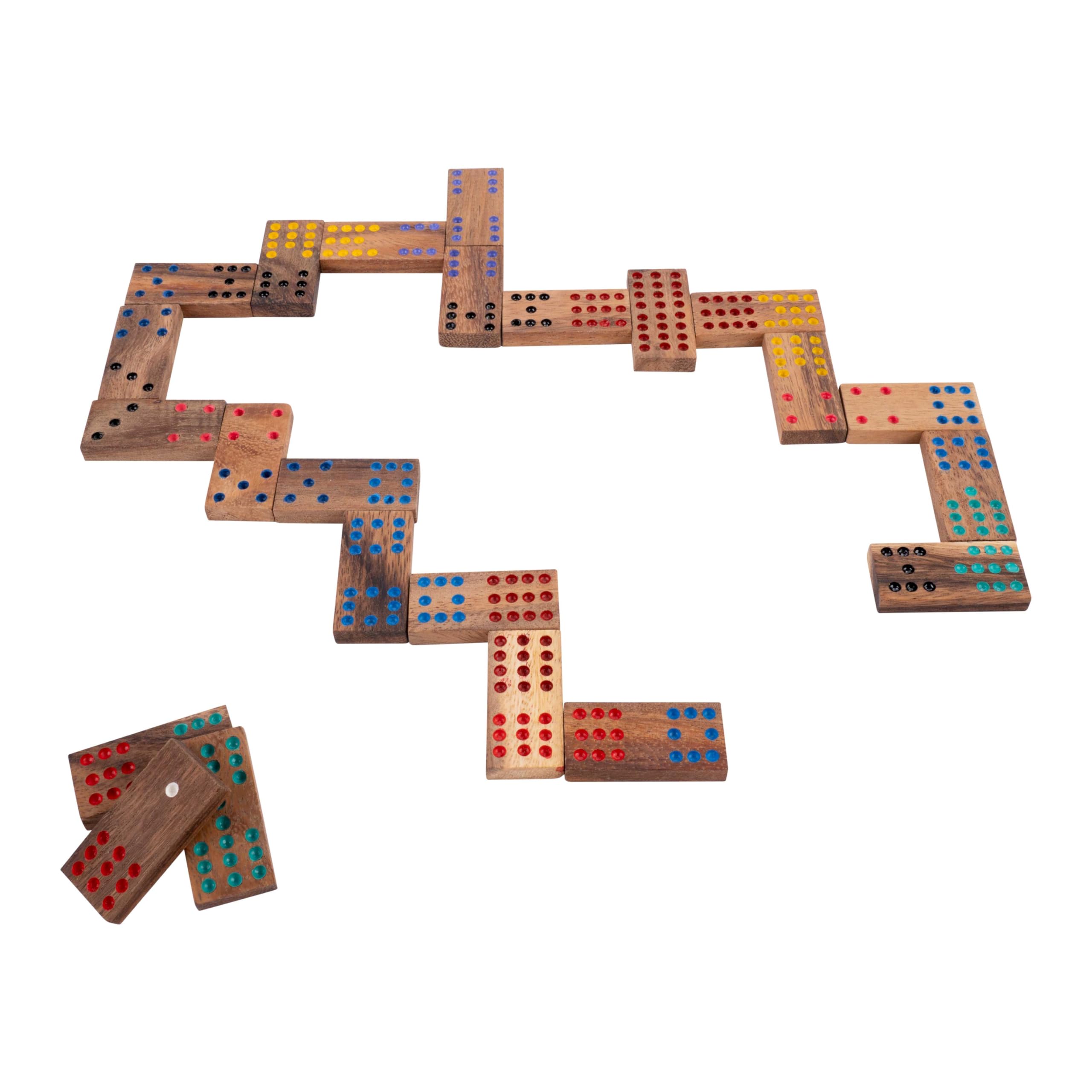 Engelhart Jeu de Domino en Bois Naturel Écologique Double 12 Coffret Inclus pour 2 à 8 Joueurs