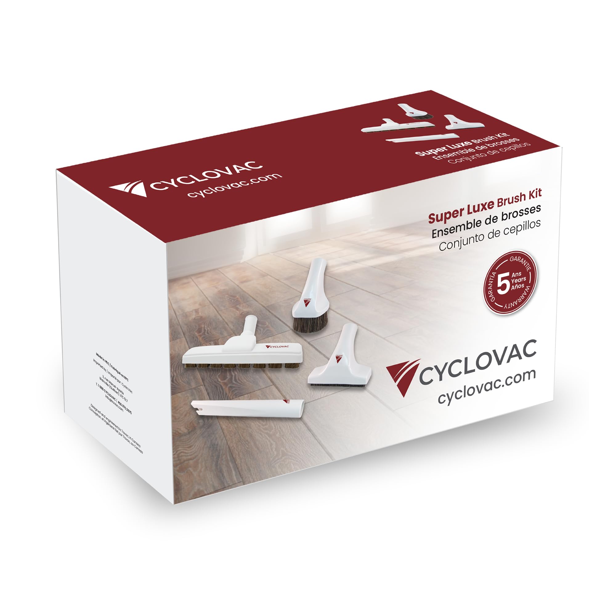 Cyclovac - Aspiradora central premium de 4 piezas - Kit de limpieza de accesorios de cepillo Super Luxe - Diseñado para adaptarse a todas las marcas