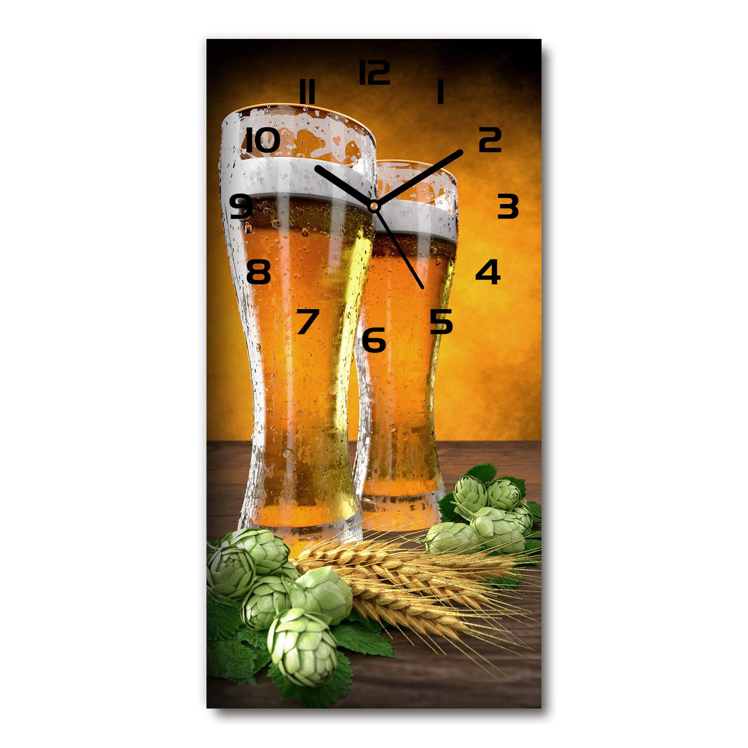 Horloge en verre silencieuse pour salon design motif verres de bière