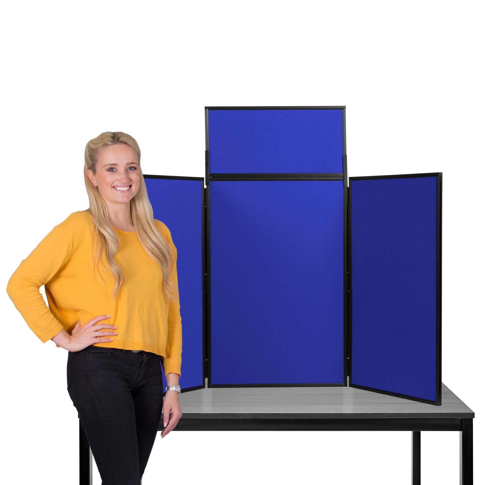Panelwarehouse Maxi Desktop Folding Display Board Stand Blue with Black Frame
