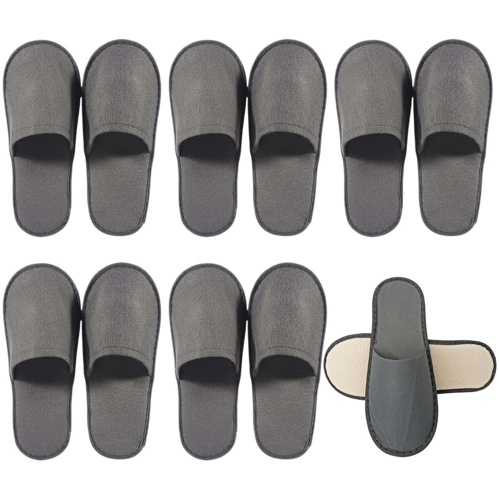 Ciabatte Ospiti,6 Paia Pantofole Ospiti,Ciabatte da Viaggio,Pantofole Chiuse,Pantofole Monouso per Hotel,Antiscivolo,Lavabili,Spugna Premium,Misura Universale,per Unisex,Viaggi,Casa,Spa,Hotel