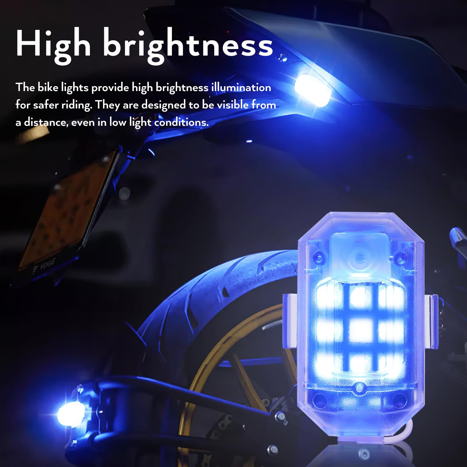 YARNOW Luce per Bicicletta Notturna ad Alta Luminosità Telecomando | Batteria 350mah, Abs ed Elettronica, Uso Esterno e Attività All’aperto