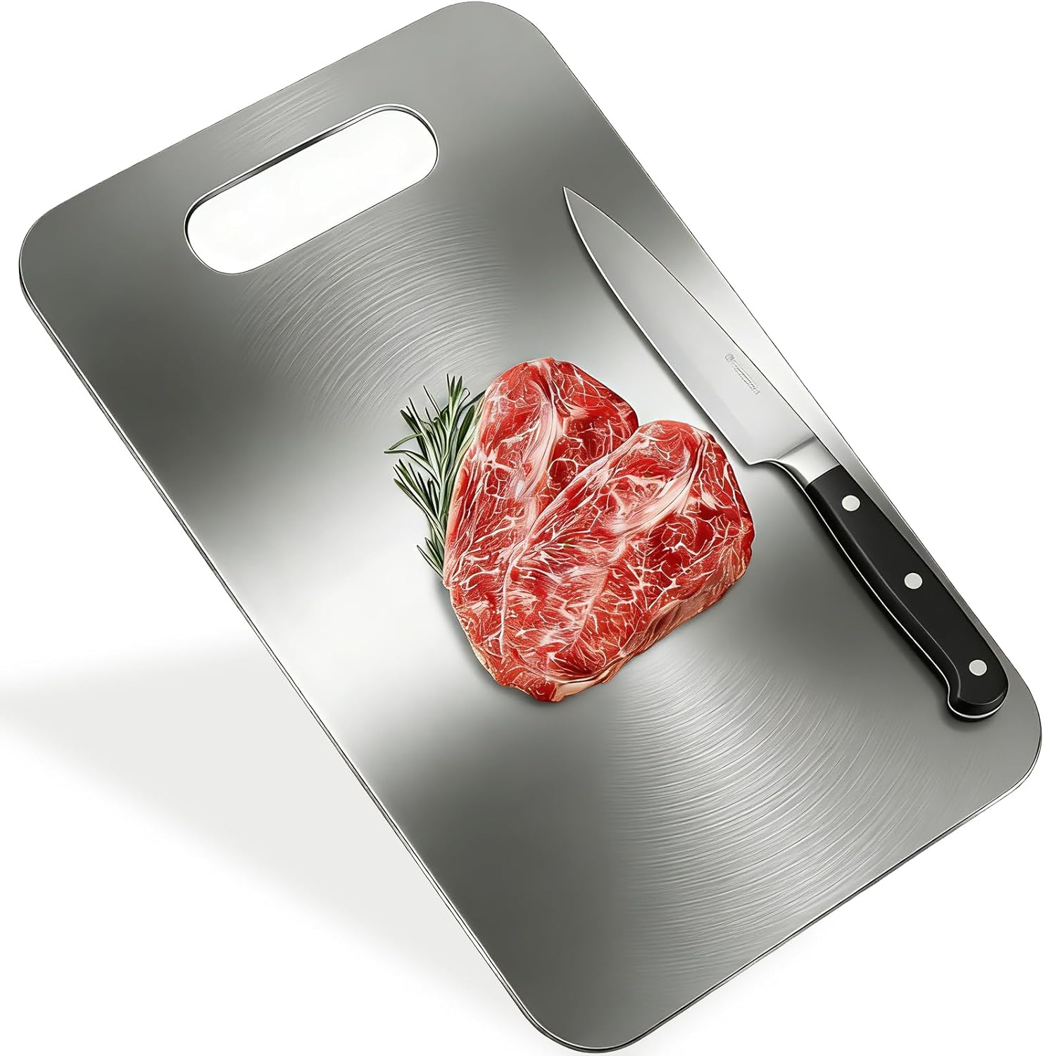 Titanium Cutting Board for Kitchen, 100% Pure Titanium Metal Cutting Board, Double-Sided Dishwasher Safe Chopping Board for Meat, Vegetables & Fruit, Easy to Clean, 14.2" x 9.8"
