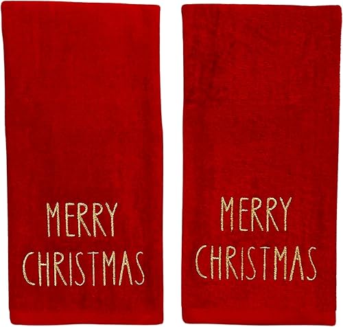 Miniatura 108 de Juego de 2 toallas de mano de baño de Navidad, color gris oscuro, 100% algodón, bordadas, diseño de copos de nieve, 16 x 25 pulgadas, toallas 24 Let