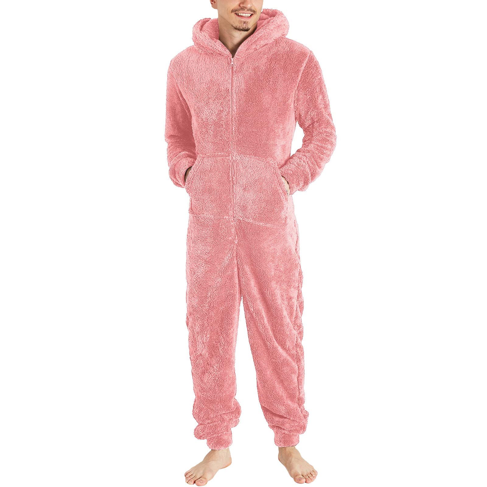 Combinaison Pyjama Homme Polaire Intégrale – Fermeture Éclair & Capuche – Ultra Chaud – Peluche Douce – Idéal Hiver & Soirées Cosy