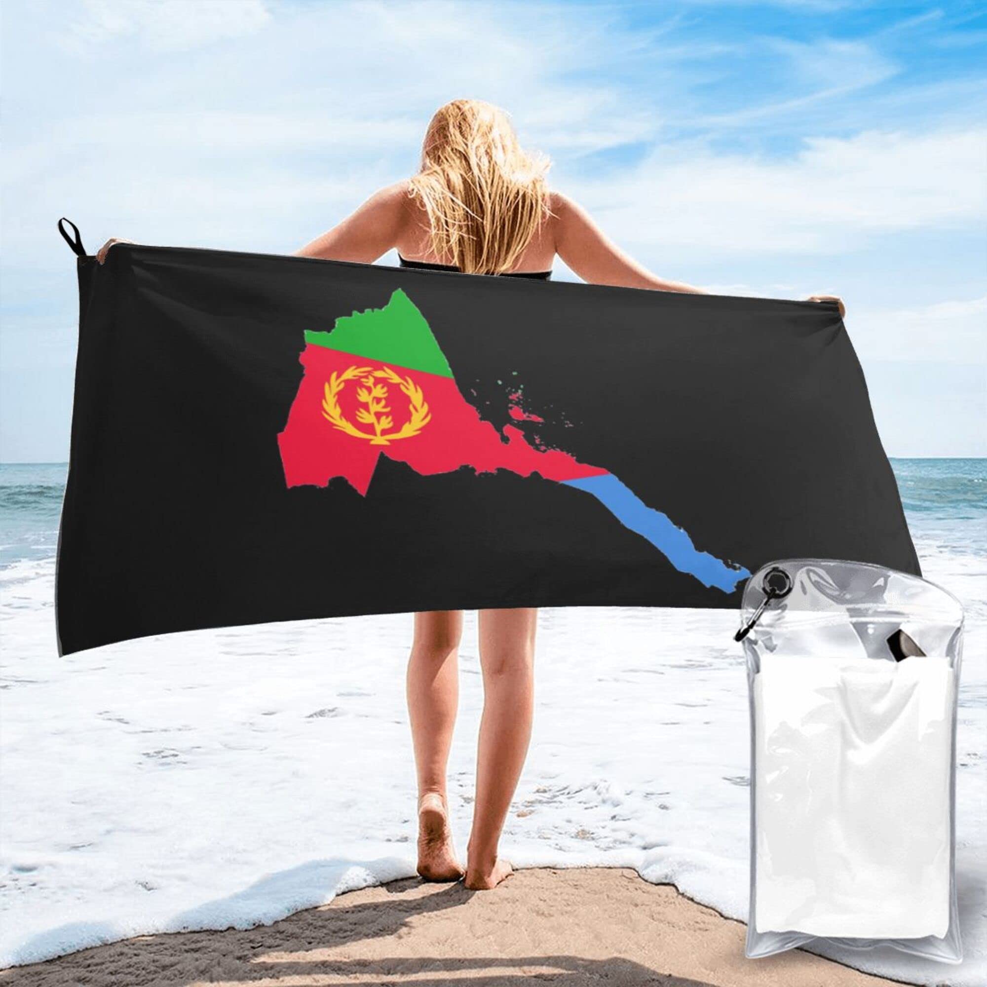 Lsjuee Eritrean Flag Map Microfiber Beach Towel-Quick Dry Oversized Towels Blanket for Travel Pool Camping