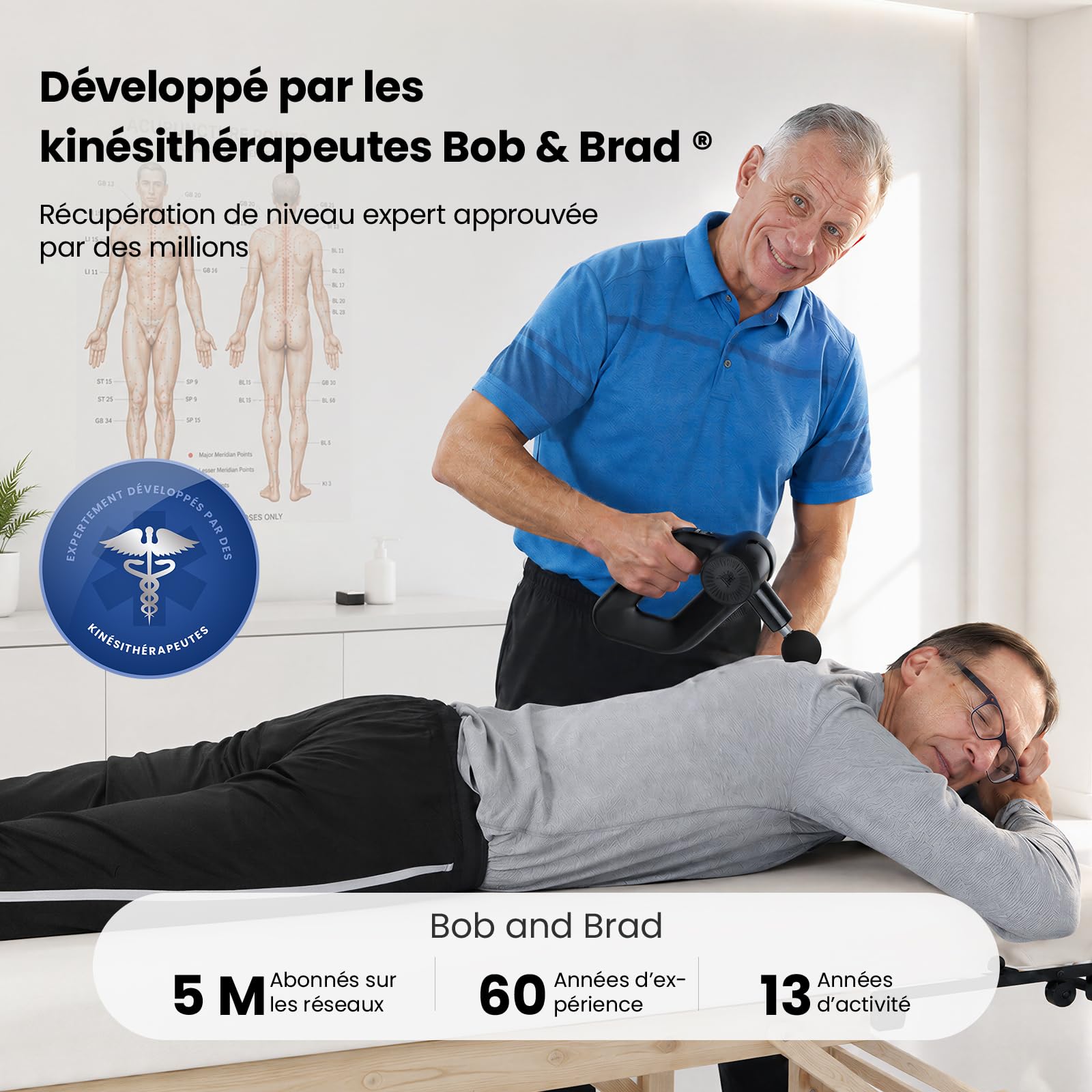 BOB AND BRAD D6 Pro Max+ Pistolet de Massage Musculaire avec Tête Chaude et Froide, Amplitude de 16 mm, Massage Gun pour Soulager Douleurs et Raideurs Musculaires, Tissus Profonds