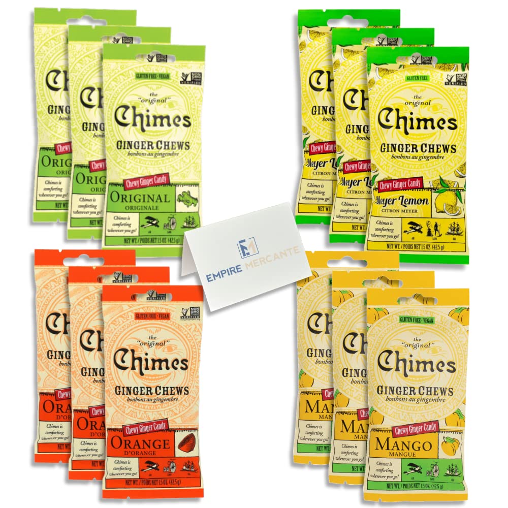 Chimes Ginger Chews Variety Pack of 12 Bundle 3 of each