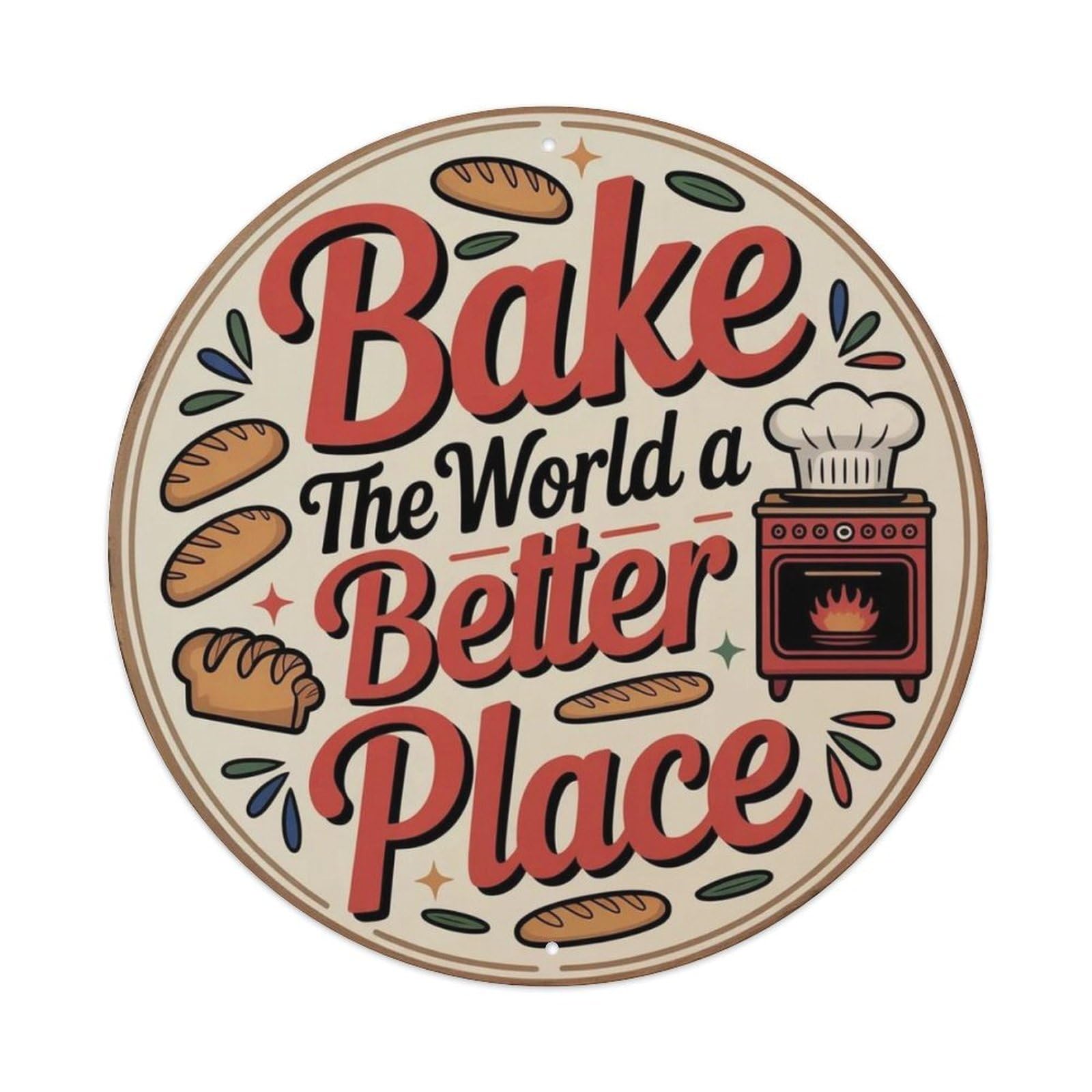 Baker Bake The World Metal Tin Sign Plaque