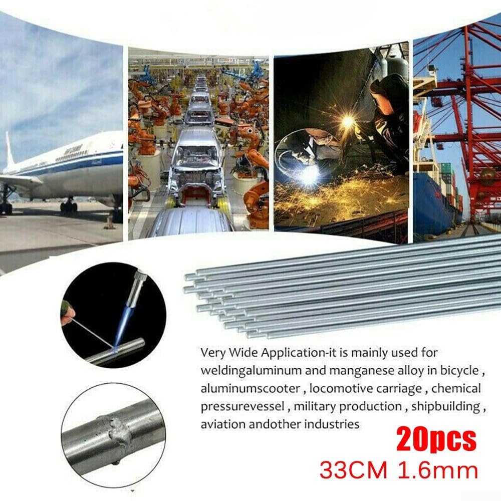 Aluminium Welding Rods 10/20Pcs, welding , Low Melting Point, 1.6/2mm, Soldadura Welding Accessories Tools(1.6mmx330mm-20pcs)