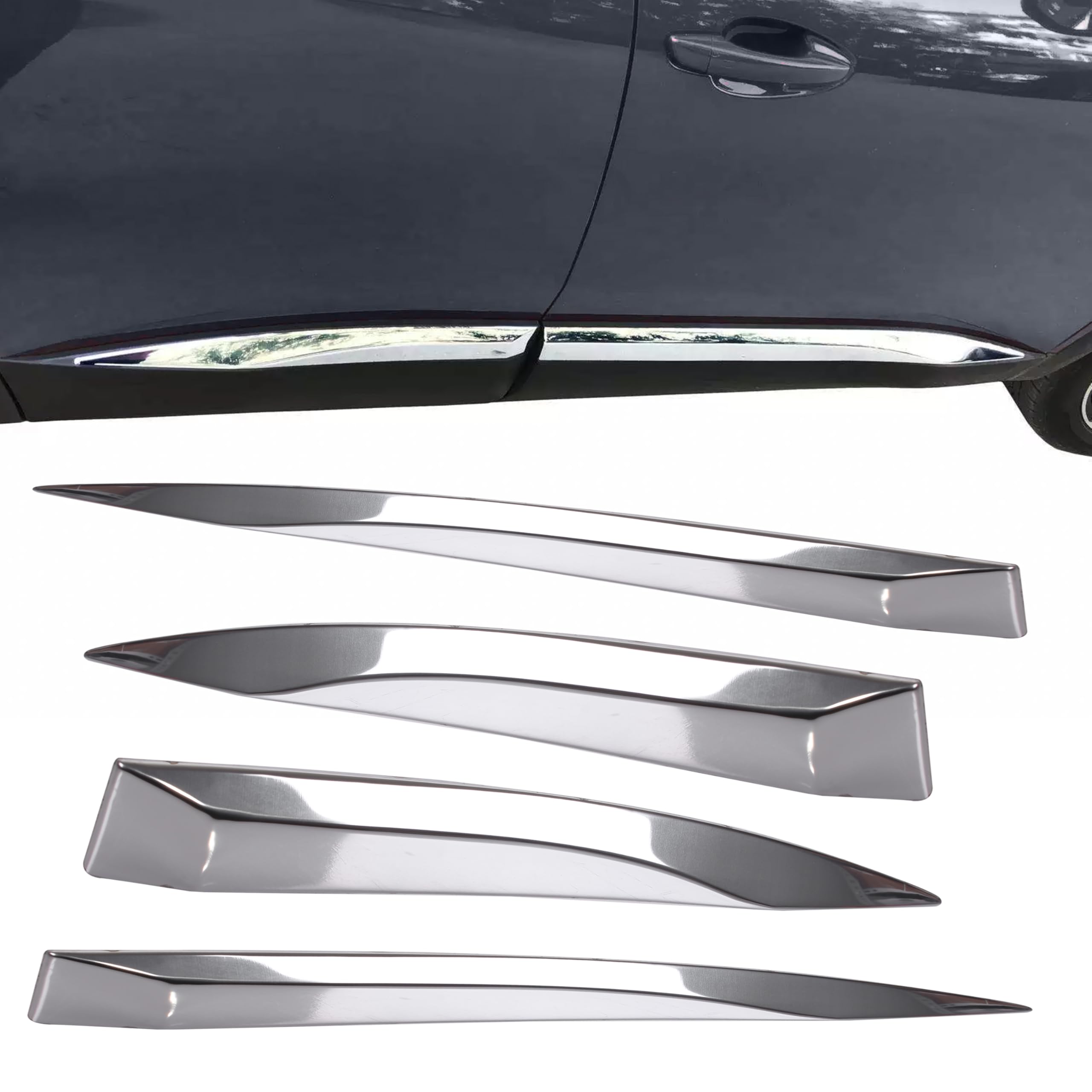 INLY 4 pezzi modanature laterali cromate in acciaio inox compatibili con 3008