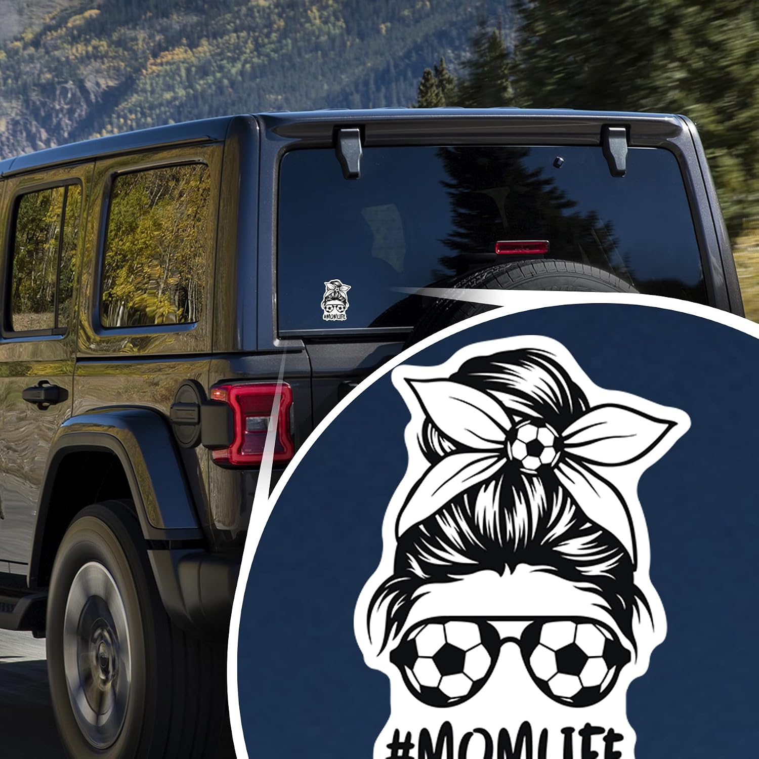 #Momlife-Soccer-Messy BUN-BOY,Girl,Woman,DAD-American Flag-Sunglasses-Vinyl Decal Stickers-CAR,Truck,Van,SUV,Window,Wall,Cup,Laptop-Two 5 INCH Decals-(2PACK)-S10015 image 4