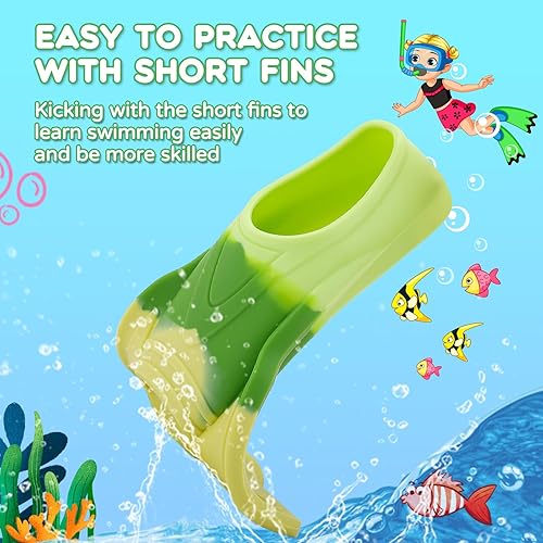 Miniatura 3 de Aletas de natación para niños, aletas de entrenamiento de natación, aletas cortas para jóvenes, piscina, esnórquel para niñas y niños principiantes