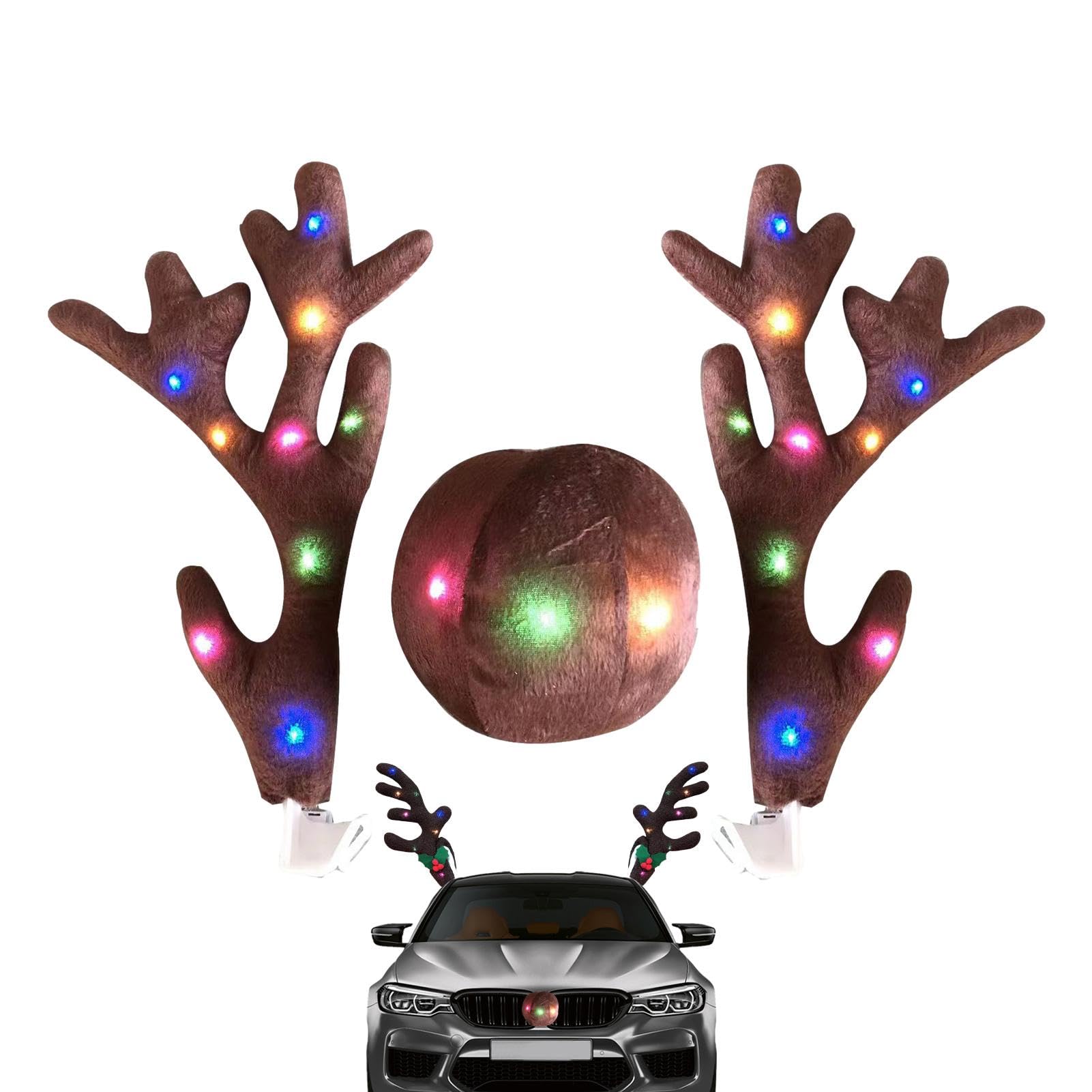 HOWAF Corna di Renna per Auto Addobbi di Natale, Renna Rudolph Naso per Auto Decorazione di Natalizi, Regali di Accessori per Auto Veicoli Divertenti di Natale, con Campanule HOWAF Corna di Renna per Auto Addobbi di Natale, Renna Rudolph Naso per Auto Decorazione di Natalizi, Regali di Accessori per Auto Veicoli Divertenti di Natale, con Campanule