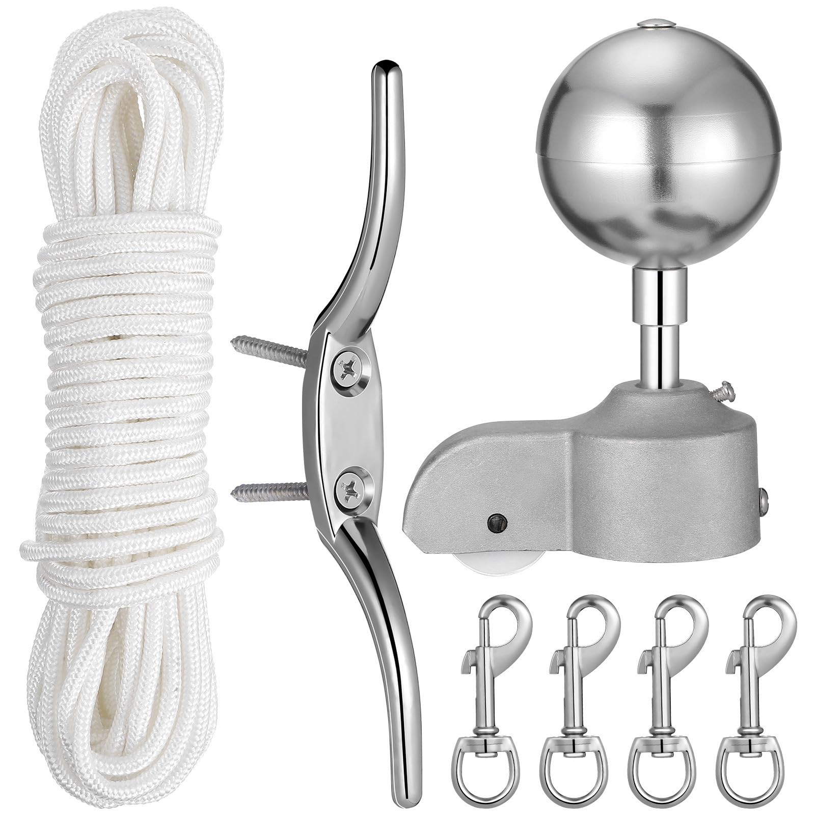 DOITOOL Fahnenmast Ersatzteile Satz aus Aluminiumlegierung, Silber