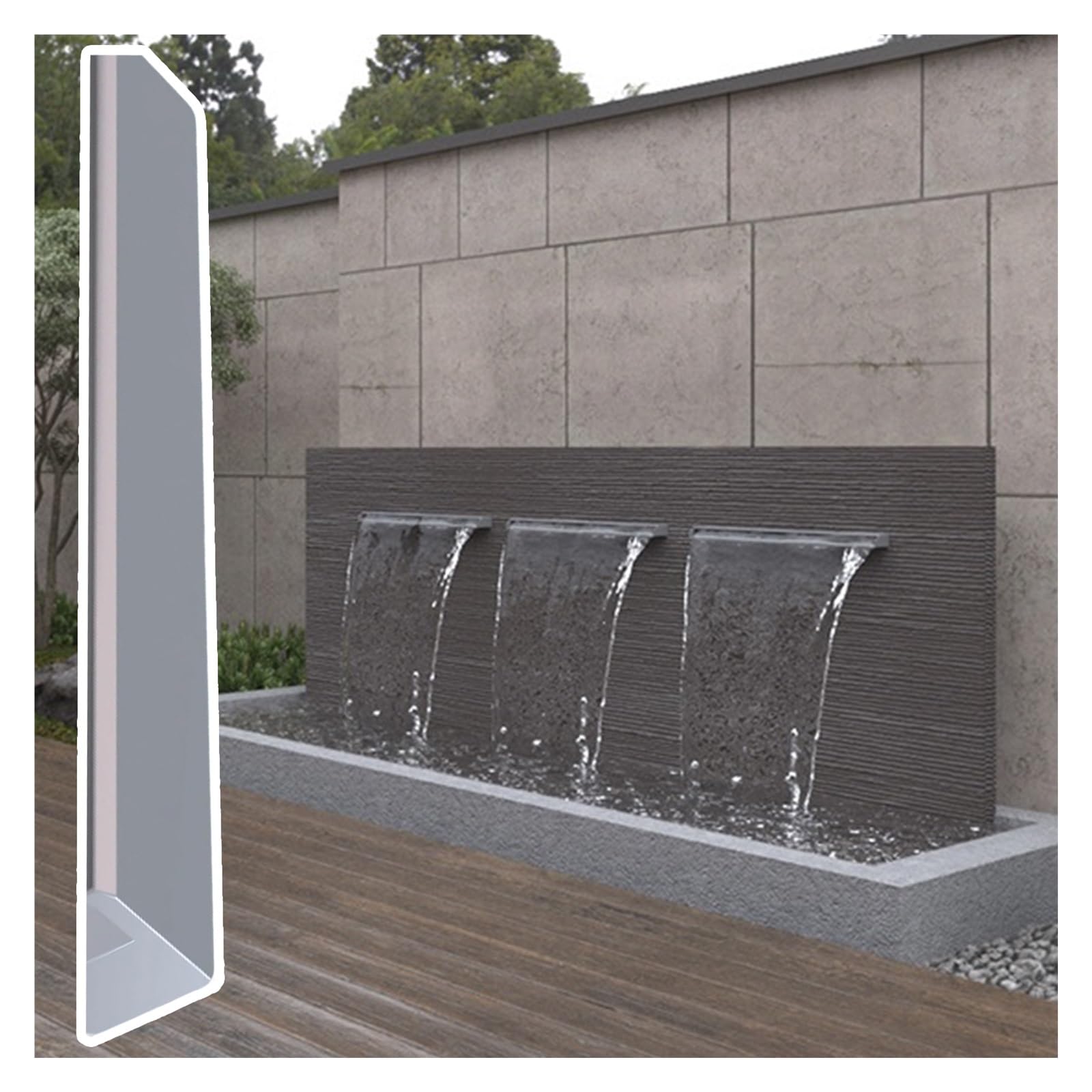 IvyLoutish Stainless Steel Recessed Waterfall Spillway Kit, 5.9ft