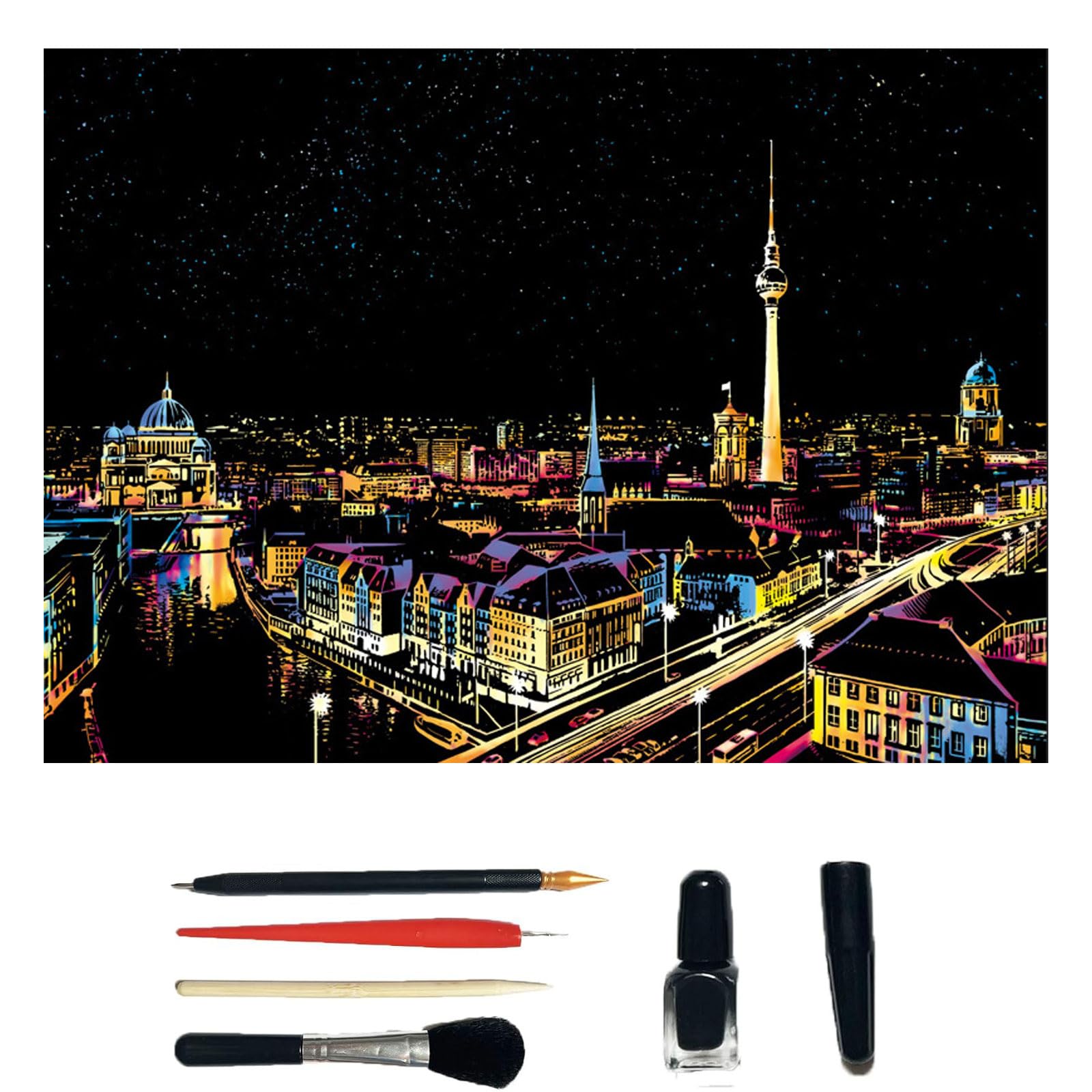 Hueboard Scratch Art, Hue Board Scratch Art, Hueboard Art Scratch, Scratch Painting Art Drawing Picture For Adults, Hue Scratching Paper DIY Art Craft Scratchboard Painting Kit (A B E G