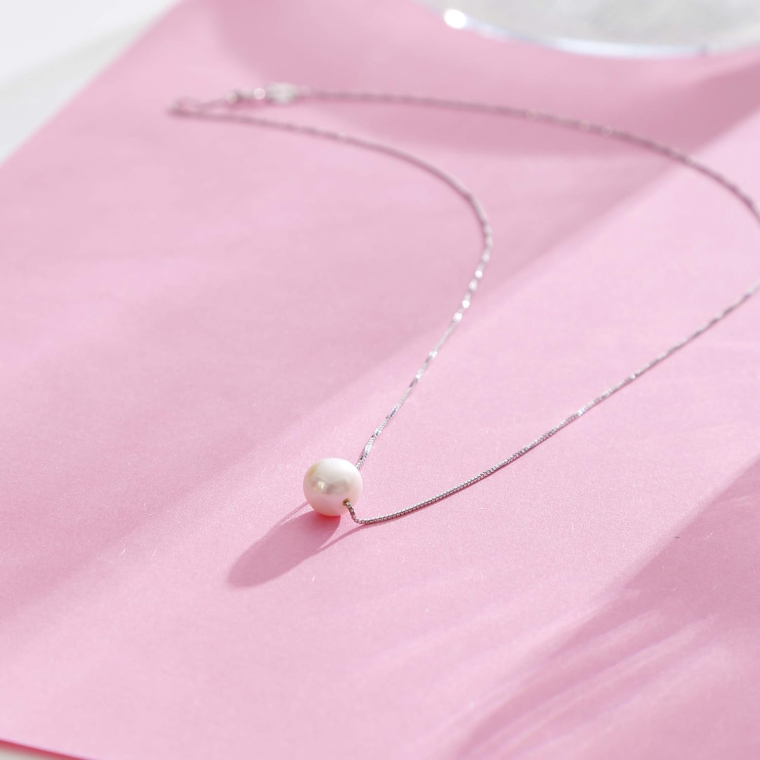 ALoveSoul Necklace for Women Girls - 925 Sterling Silver Single Pearl Necklace, Mother's Day Birthday Gift Ideas - Image 5