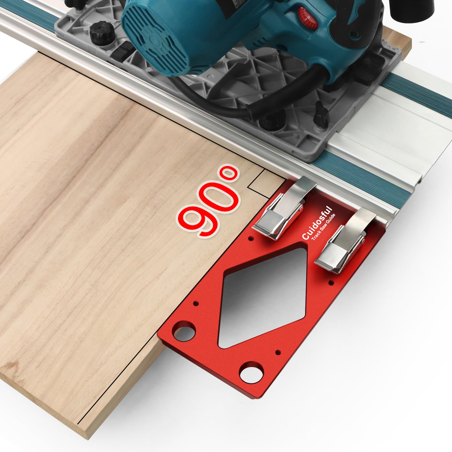 Winkelanschlag für Führungsschiene, CNC-gefräster 90° Anschlag mit Kantenführung, kompatibel mit Makita Führungsschiene, Festool- Aluminium Anschlag für Kreissägen