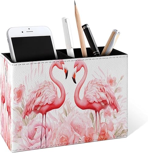 Miniatura 5 de Famame Soporte para lápices de dos ciervos y río de otoño para escritorio, contenedor de escritorio de cuero, para guardar bolígrafos, mesa de Dos