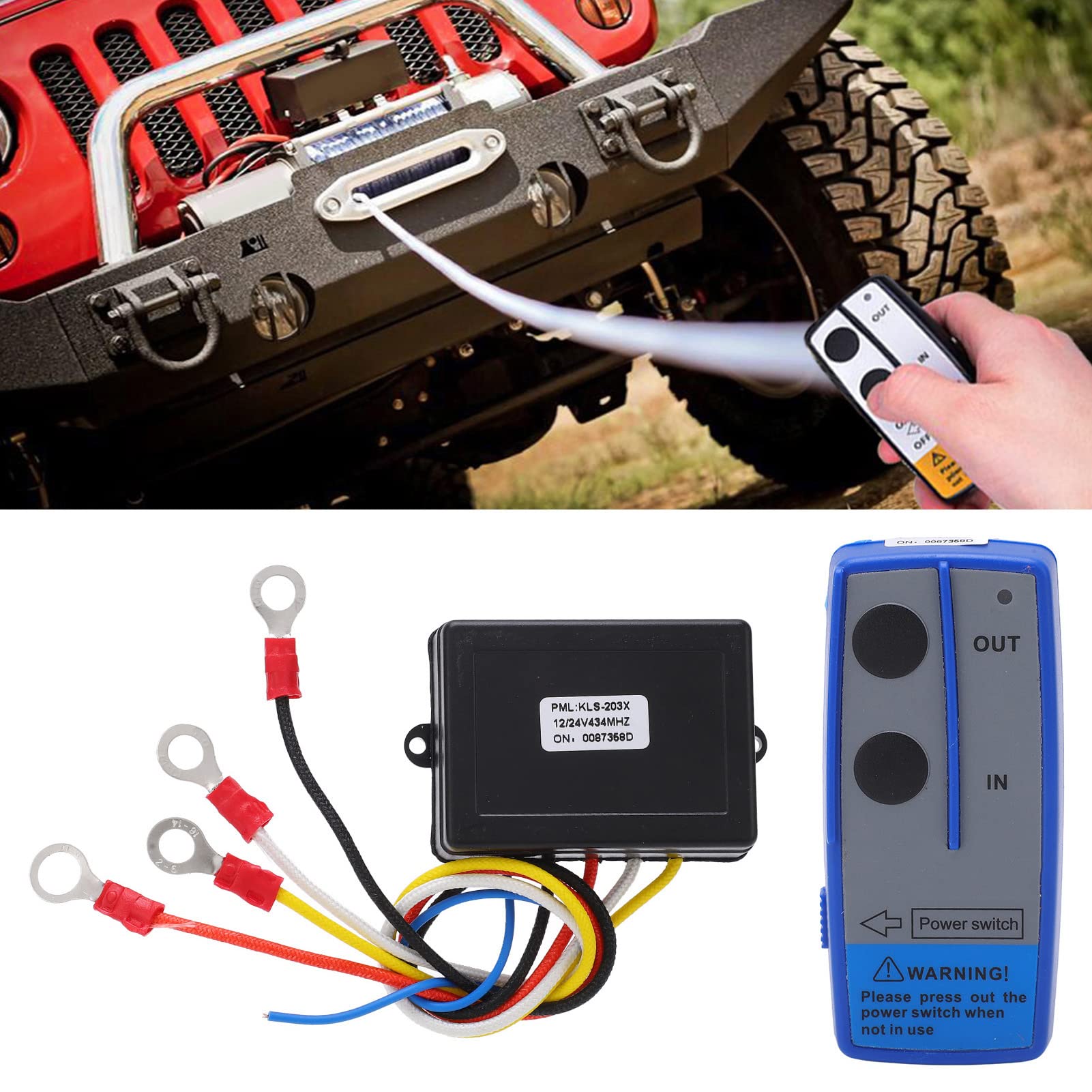 Aramox Universal Wireless Remote Control Kit for Winch 12V/24V 434MHz Receiver Truck ATV SUV