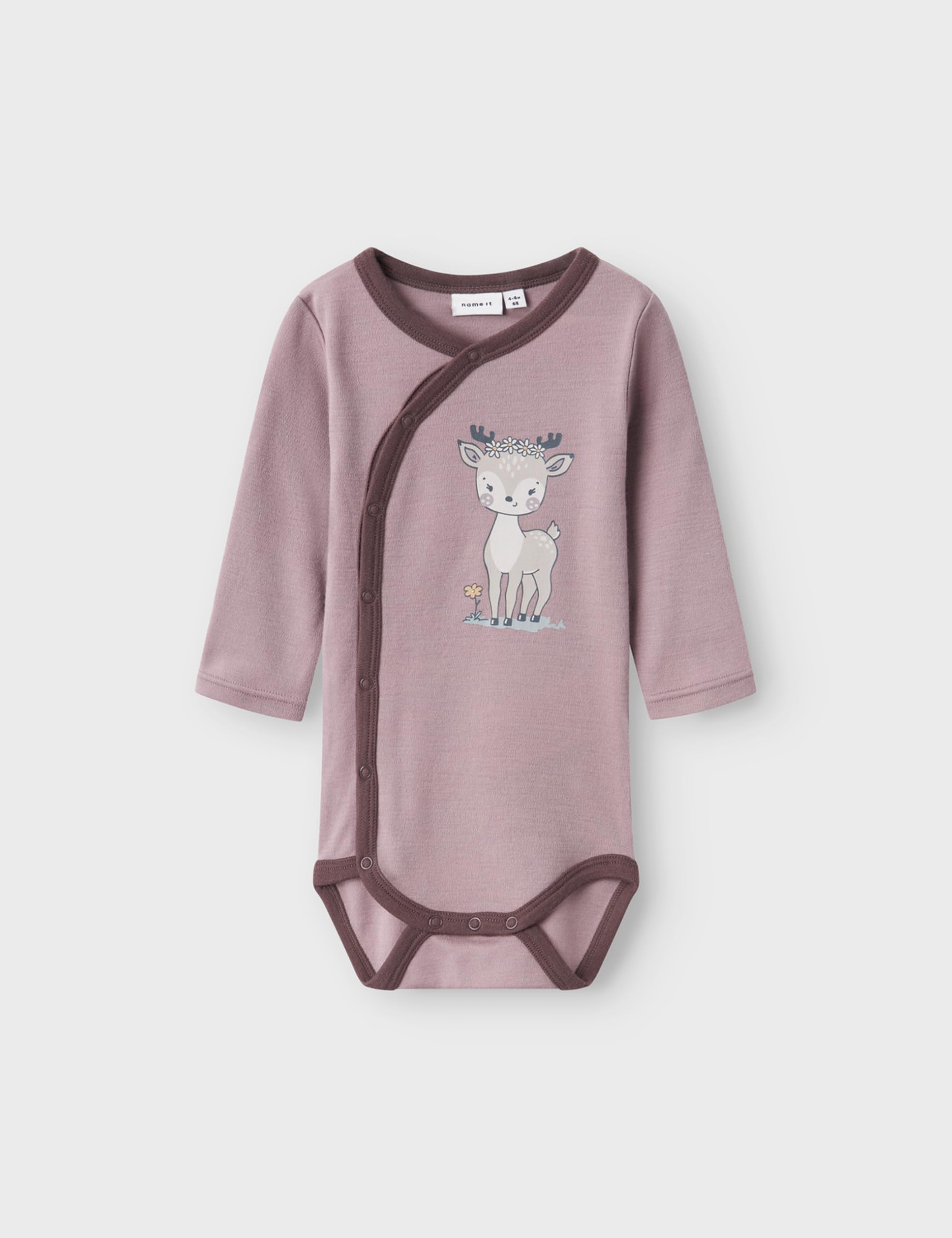 NAME IT Body z długim rękawem Niemowlęta - dziewczynki Nbfwillit Wool Ls Wrap Body