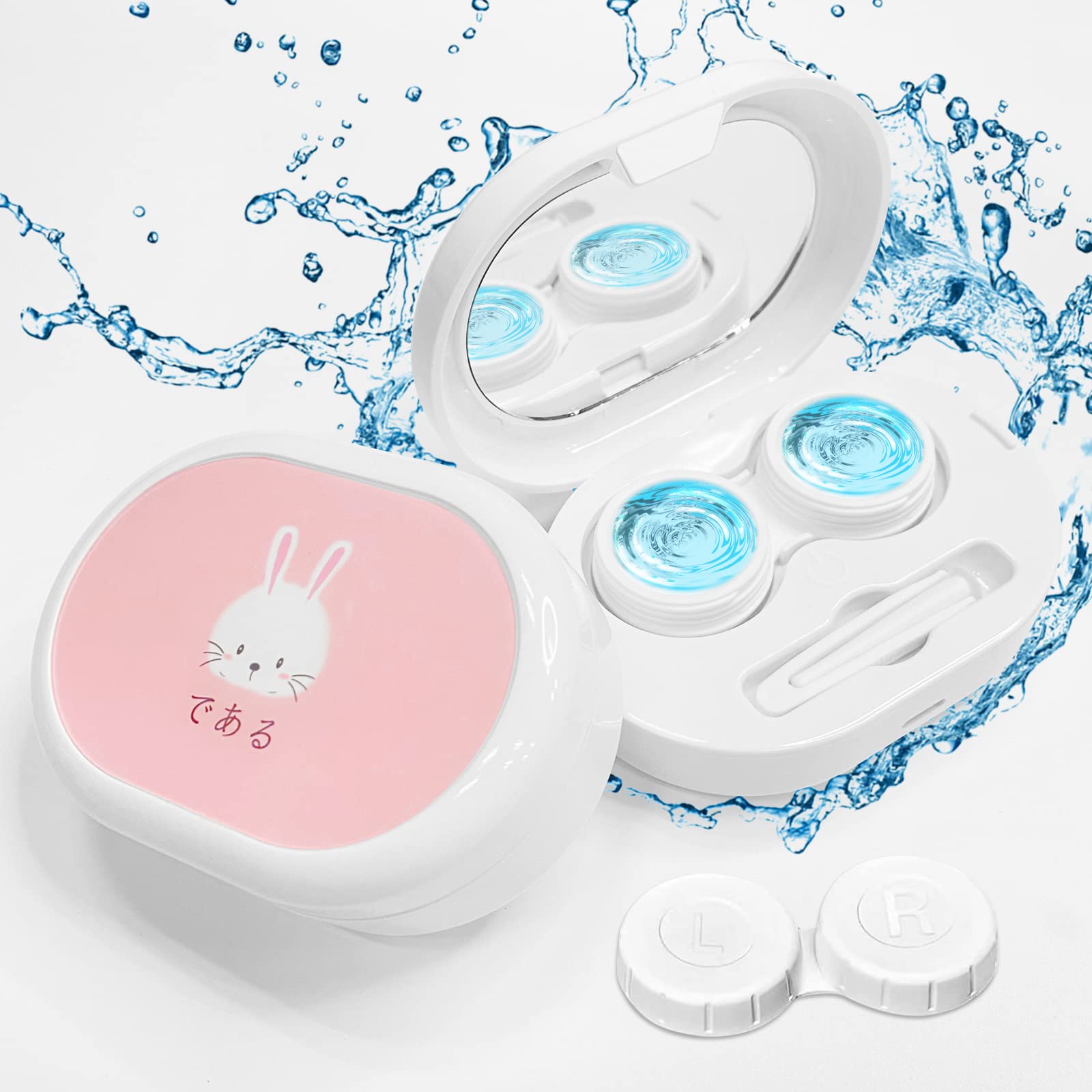 FSZOPO Portable Ultrasonic Contact Lens Cleaner Machine, Contact Lens Automatic Cleaner, Electric Contact Washing with USB Charger, White