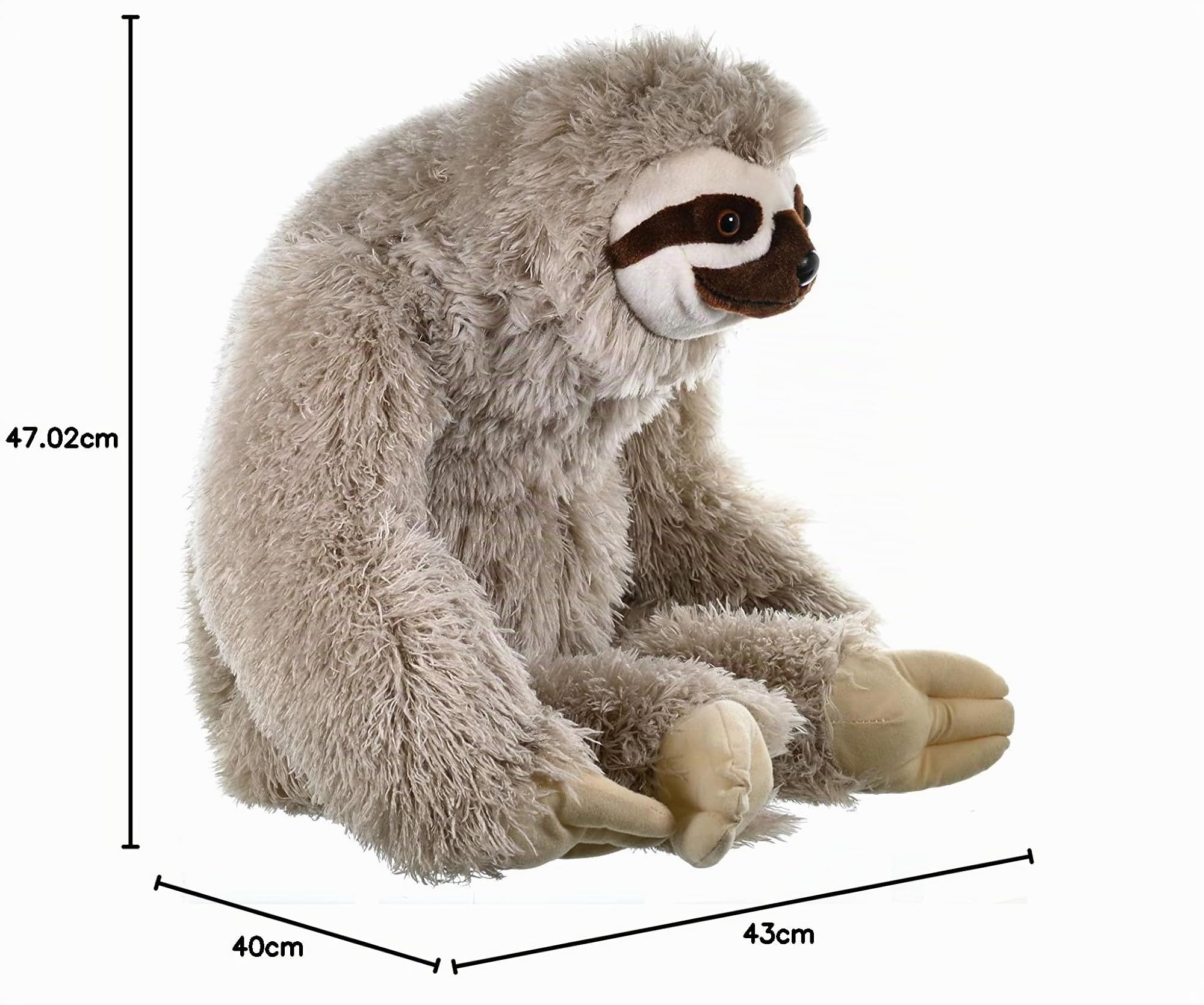 Wild Republic 15888 17379 Erezoso Con Tres Dedos Peluches Jumbo Plüsch Faultier, großes Kuscheltier, Plüschtier, Cuddlekins, 76 cm, 30"