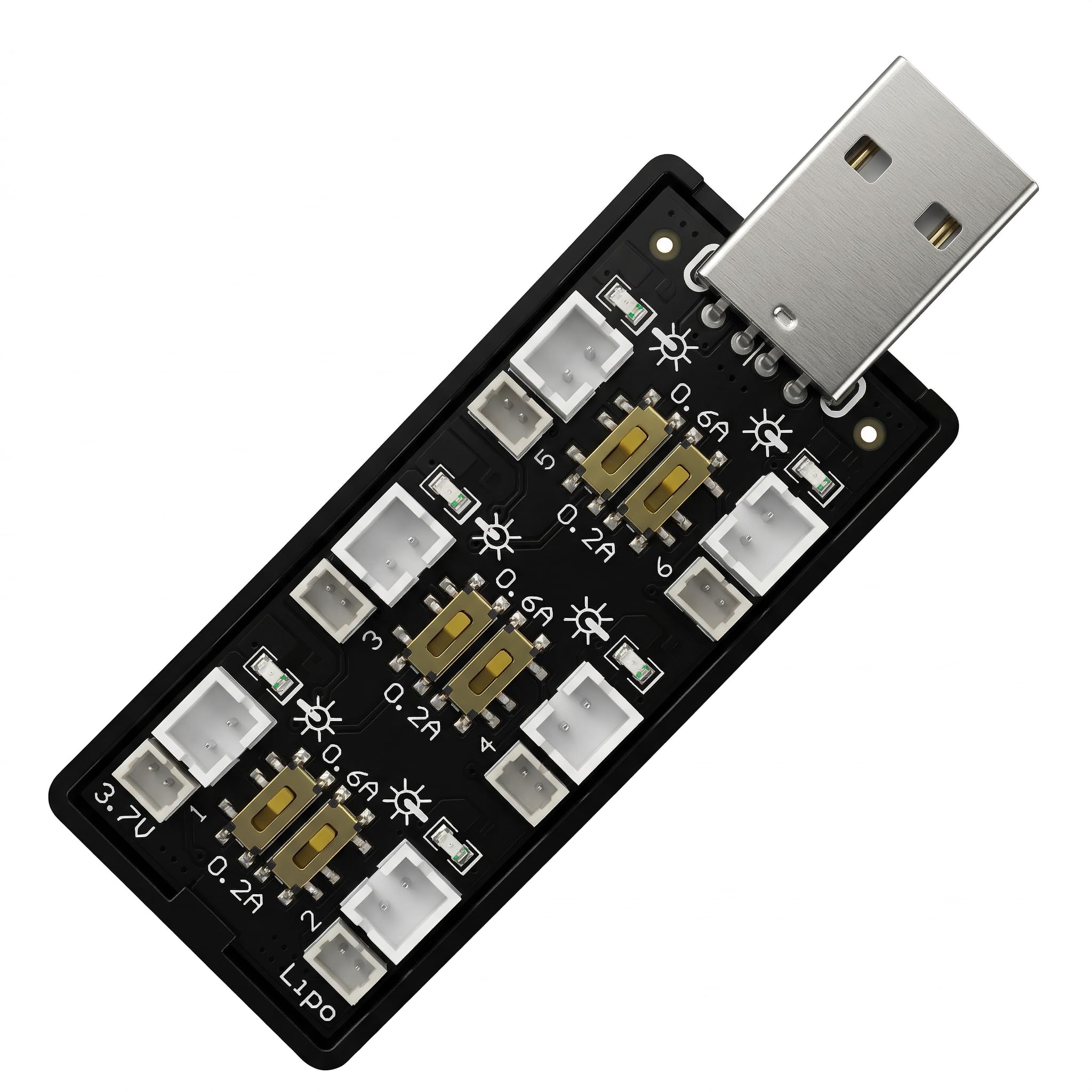 3.7V/4.2V Lipo Battery Charger, 6 Channel LiHV JST Charger, LED Indicators, Lipo Battery Charger with JST, JST-PH Connectors, Compatible for Whoop, Drone Lipo Charging, Suitable for 1S LiPo