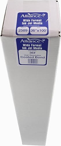 Miniatura 7 de Alliance Papel de formato ancho de 36 "x 75 'de alta resolución de inyección de tinta recubiertos Bond Rolls 96 brillante con núcleo de 2" para