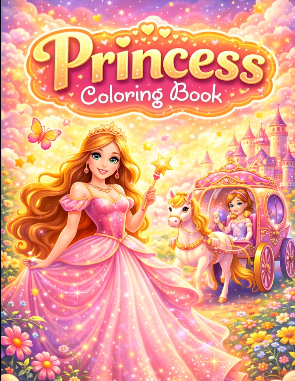 Magical Princess Coloring Book for All Ages: Beautiful Princesses, Fairy Tales, Unicorns & Enchanted Castles – Relaxing Coloring Book for Kids, Teens & Adults