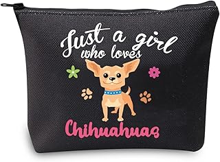 Chihuahuas Gifts Chihuahua Makeup Bag Just a Girl Who Loves Chihuahuas Cosmetic Bag Chihuahua Lover Gifts for Women Chihuahua Pouch Travel Bag Organizer, Just a Girl Who Loves Chihuahuas Bag Black,