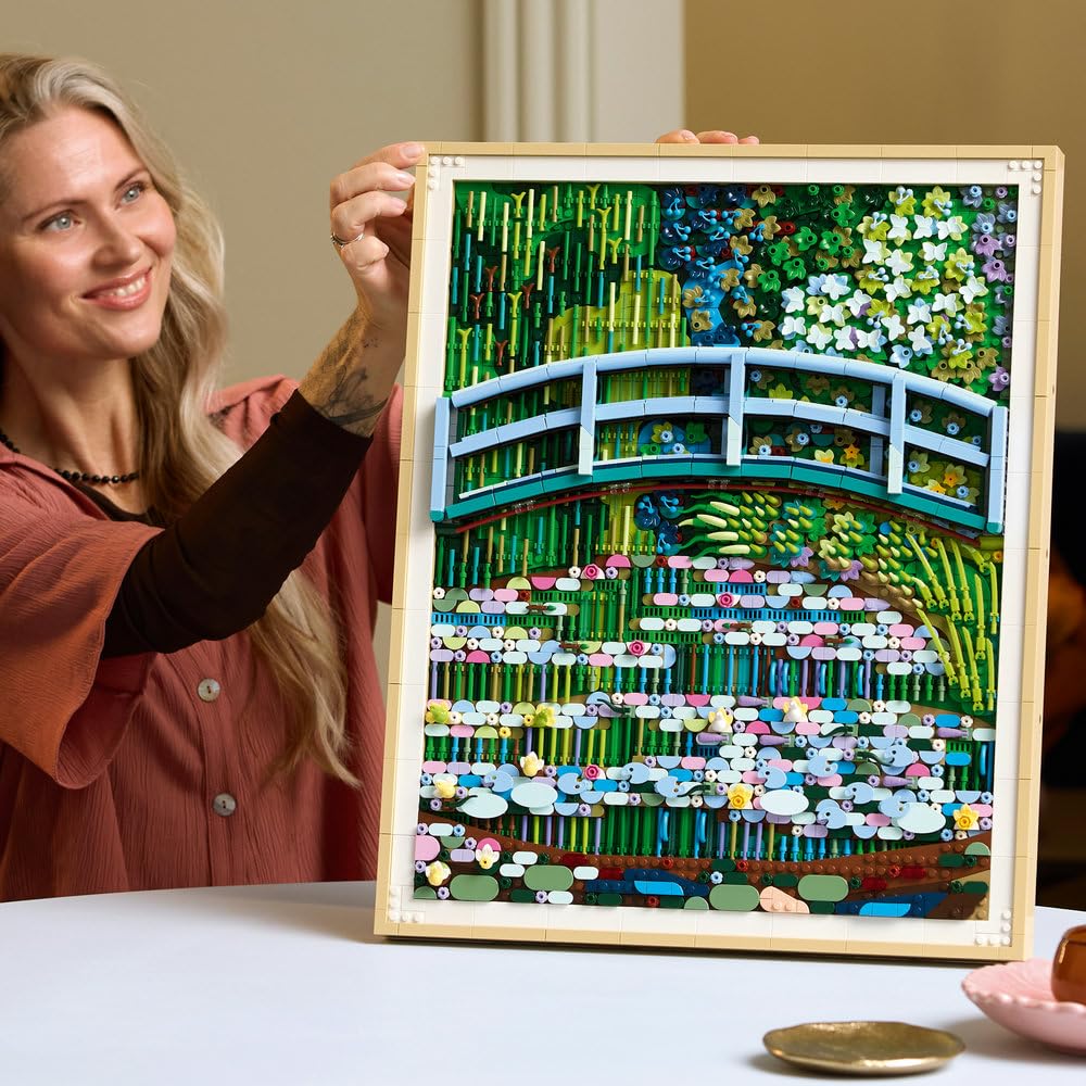 LEGO Art Claude Monet — Most nad stawem z liliami wodnymi 31220 | Obraz z klocków, zestaw konstrukcyjny dla dorosłych, prezent dla fana sztuki, ozdoba z efektem 3D, 3179 elementów