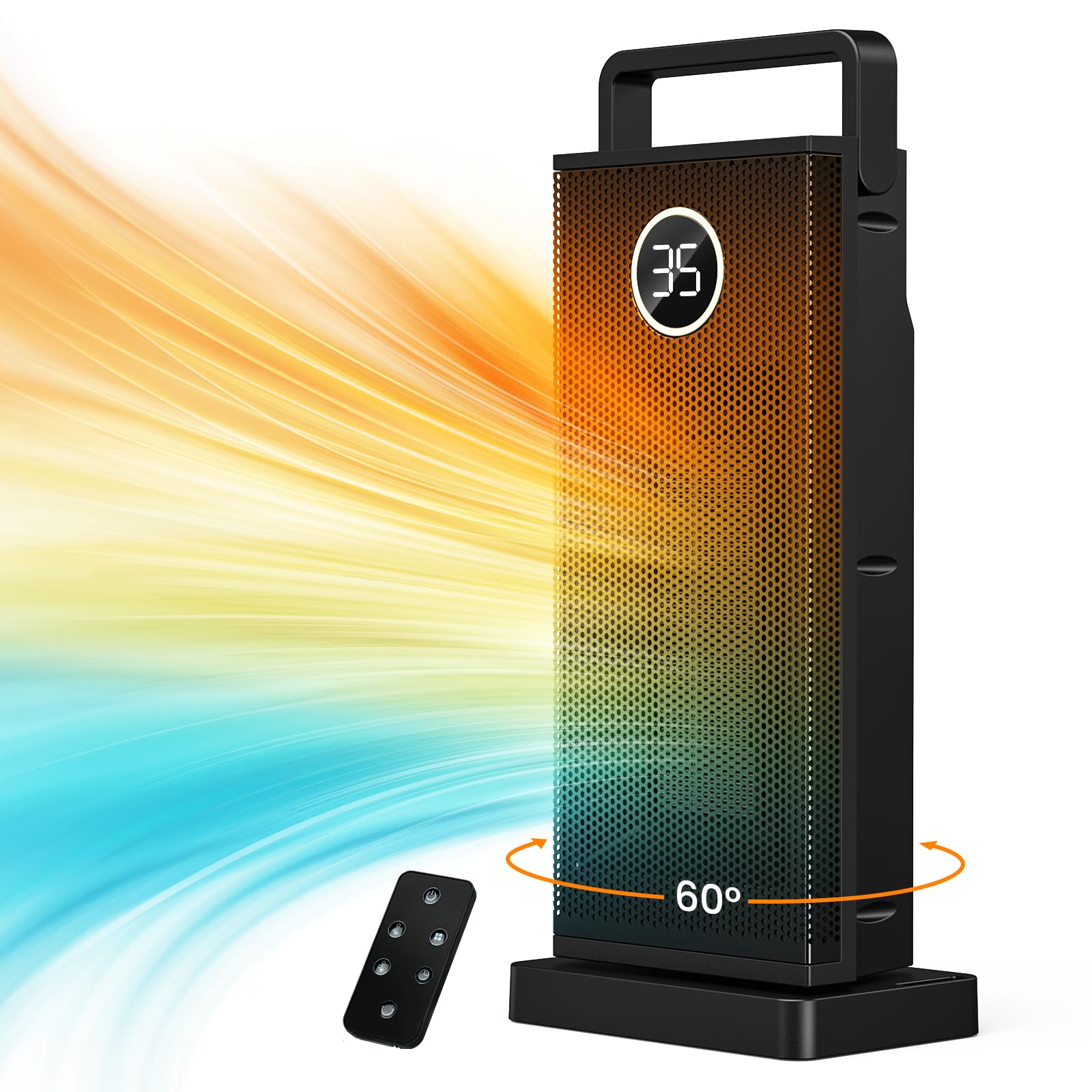 Stufetta Elettrica Basso Consumo - 2000W, ECO Termoventilatore - 3 Modalità, 3S Riscaldamento, PTC Ceramica Silenzioso, 12H Timer, Oscillazione 60°, Protezione da Surriscaldamento e Ribaltamento