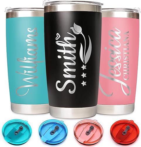 Enterprise - Vaso personalizado con nombre grabado  Vaso de acero inoxidable personalizado de 20 onzas con tapa y pajilla, taza de café de viaje