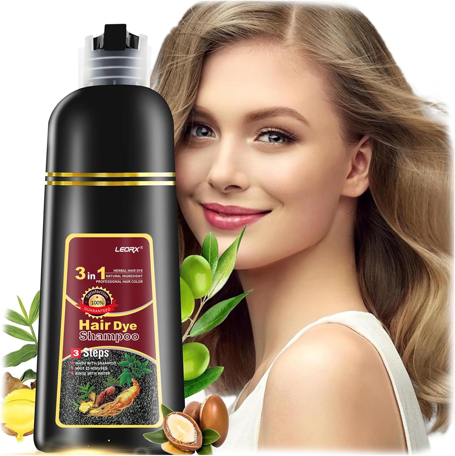 leorx Chestnut Brown Hair Dye Shampoo, 3 In 1 Color Shampoo Instant Herbal Coloring Shampoo Refresh Hair For Women&Men - Tintes Para El Cabello Profesional - Easy to Use at Home