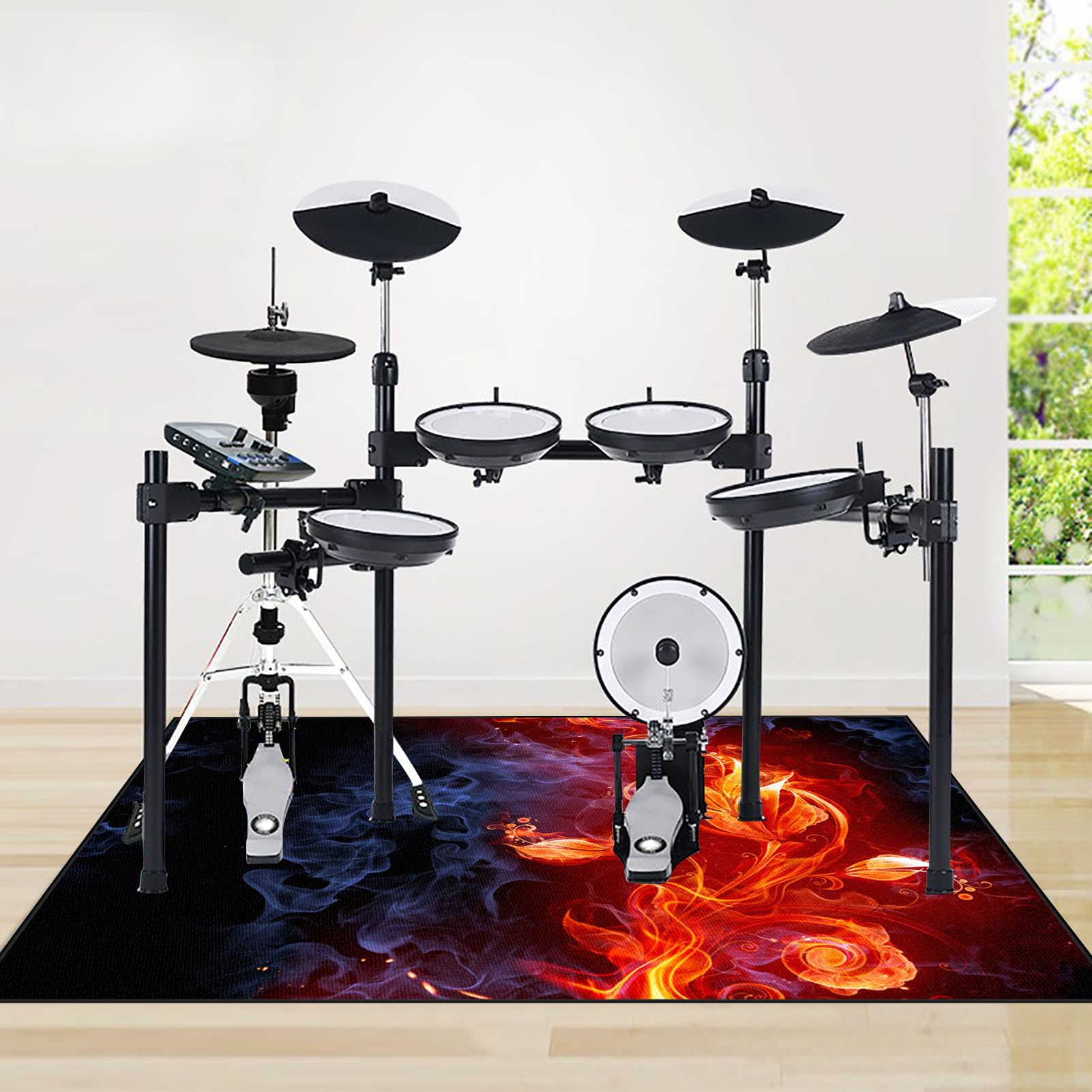 180 x 140 cm Elektrisches Schlagzeug Teppich, Schlagzeugteppich Drum Teppich, Professionelles rechteckiges Schallschutz Trommelmatte, Trommelteppich für Studio, Wohnung, Music Carpet Innen und Außen