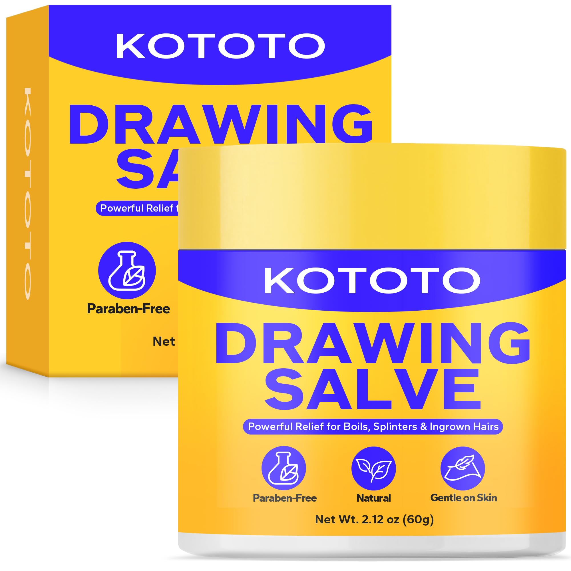 Kototo Naturals Drawing Salve Ointment for Boil Cyst Removal Deep Ingrown Hair Splinter Remover Bee Sting Mosquito Itching