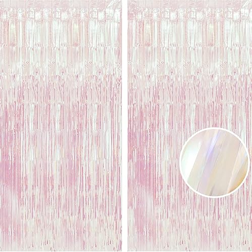 Miniatura 23 de BRAVESHINE Cortinas de fondo de fotos de oropel – Paquete de 2 cortinas de flecos de papel de aluminio negro y naranja de 3.2 x 8.2 pies para