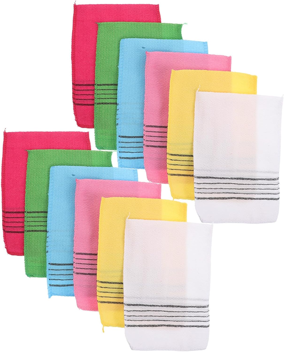 12pcs Korean Sauna Exfoliating Washcloth Set Made of Sturdy Polyester Material, Easy to Carry Colorful Bath Towels for Home Use and Saunas, Soft Body Scrub Towel for Shower and Spa