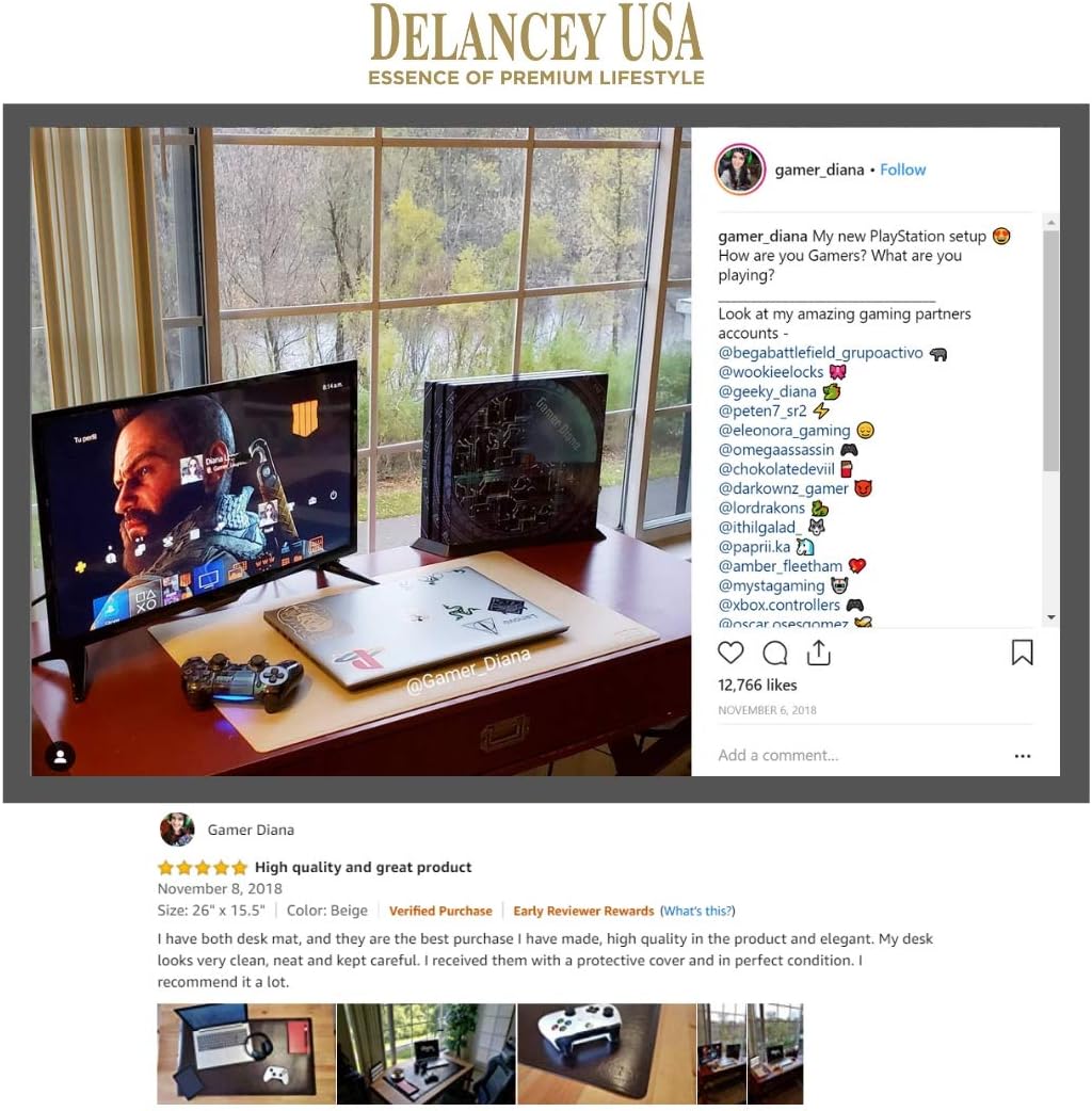 Product Deal Delancey USA 36 x 20 Inches Brown Office Desk Pad, Leather Desk Blotter Pad, Desk Mat Protector