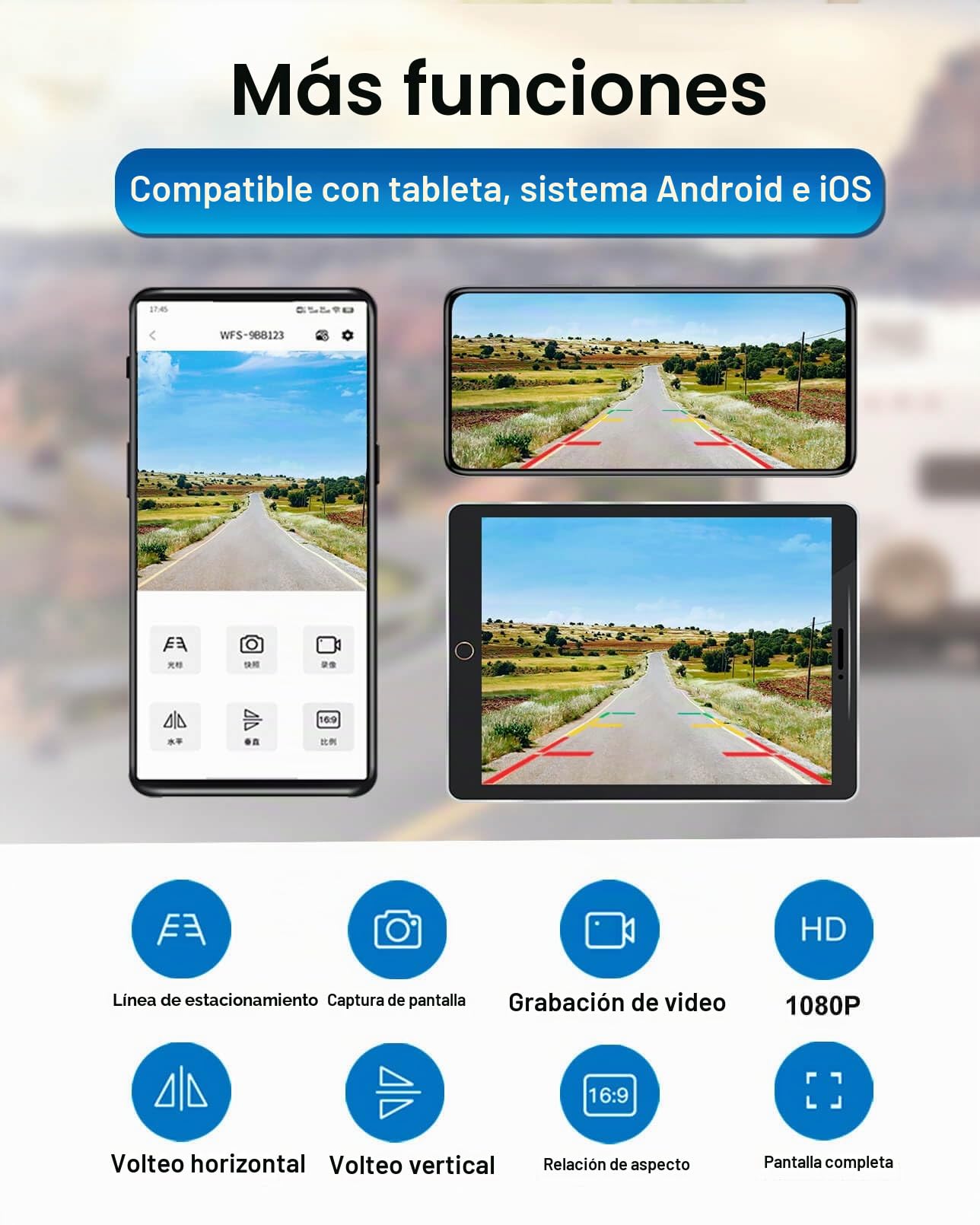 Cámara de respaldo inalámbrica solar de 1080P - Cámara magnética para enganche delantero/trasero con visión nocturna, 365 días de espera, impermeable, batería recargable para remolque de