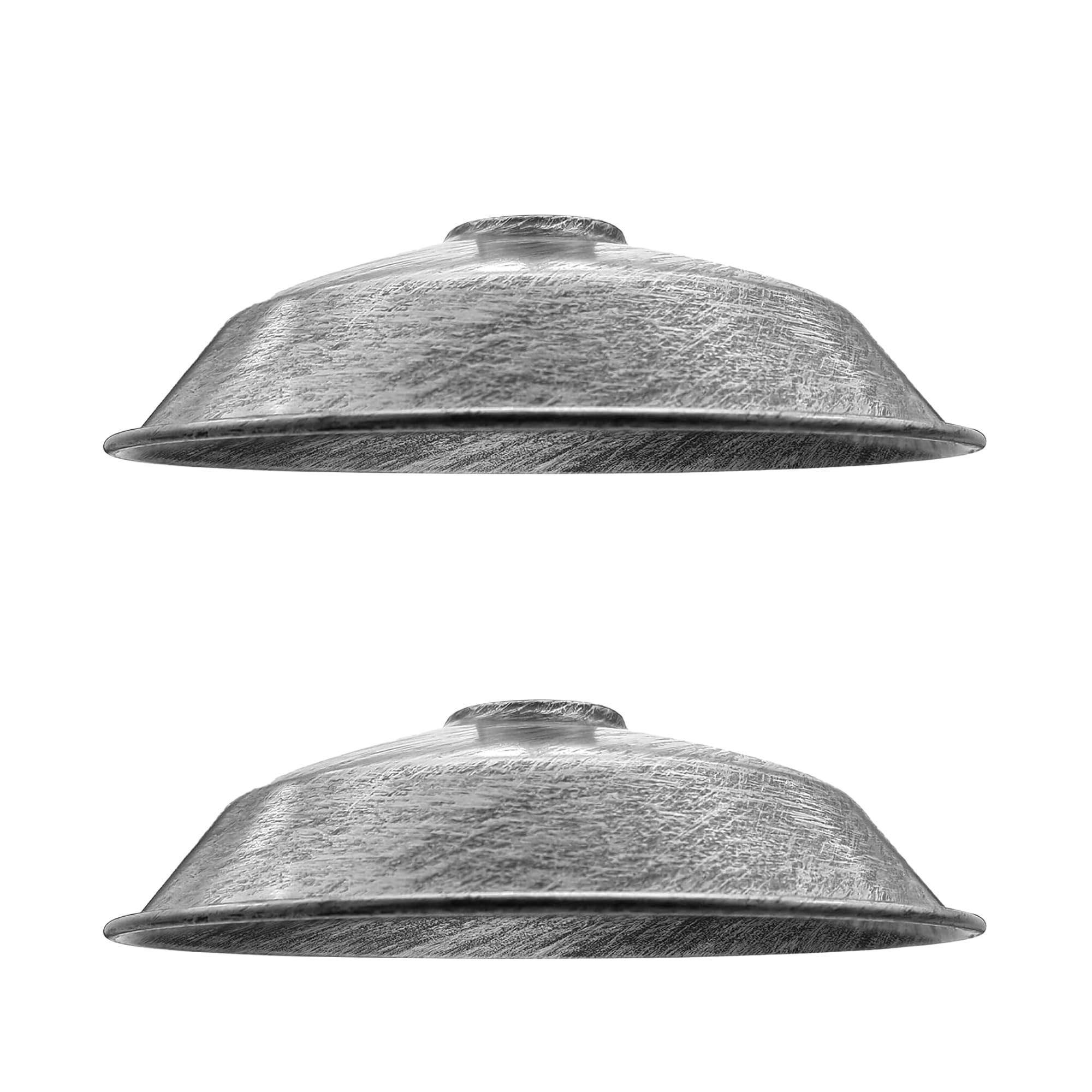 LEDSone 2PCS Retro Style Brushed Silver Metal Easy Fit Ceiling Pendant Light Shade, 26cm Industrial Vintage Look Lamp Shade (Free Reducer Plate)