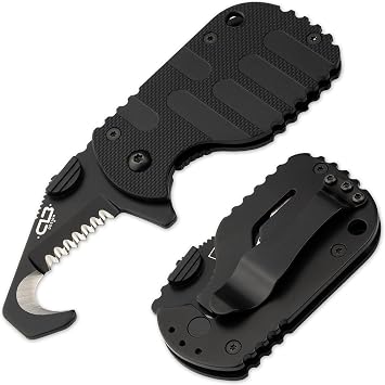 سكين طوارئ Boker Plus Rescom 2.0 بيد واحدة مع قاطع حزام الأمان وسكين إنقاذ قابل للطي SOS مع مقبض Zytel وأداة إنقاذ مع دبوس إبهام للمستجيبين الأوائل وإدارة الإطفاء