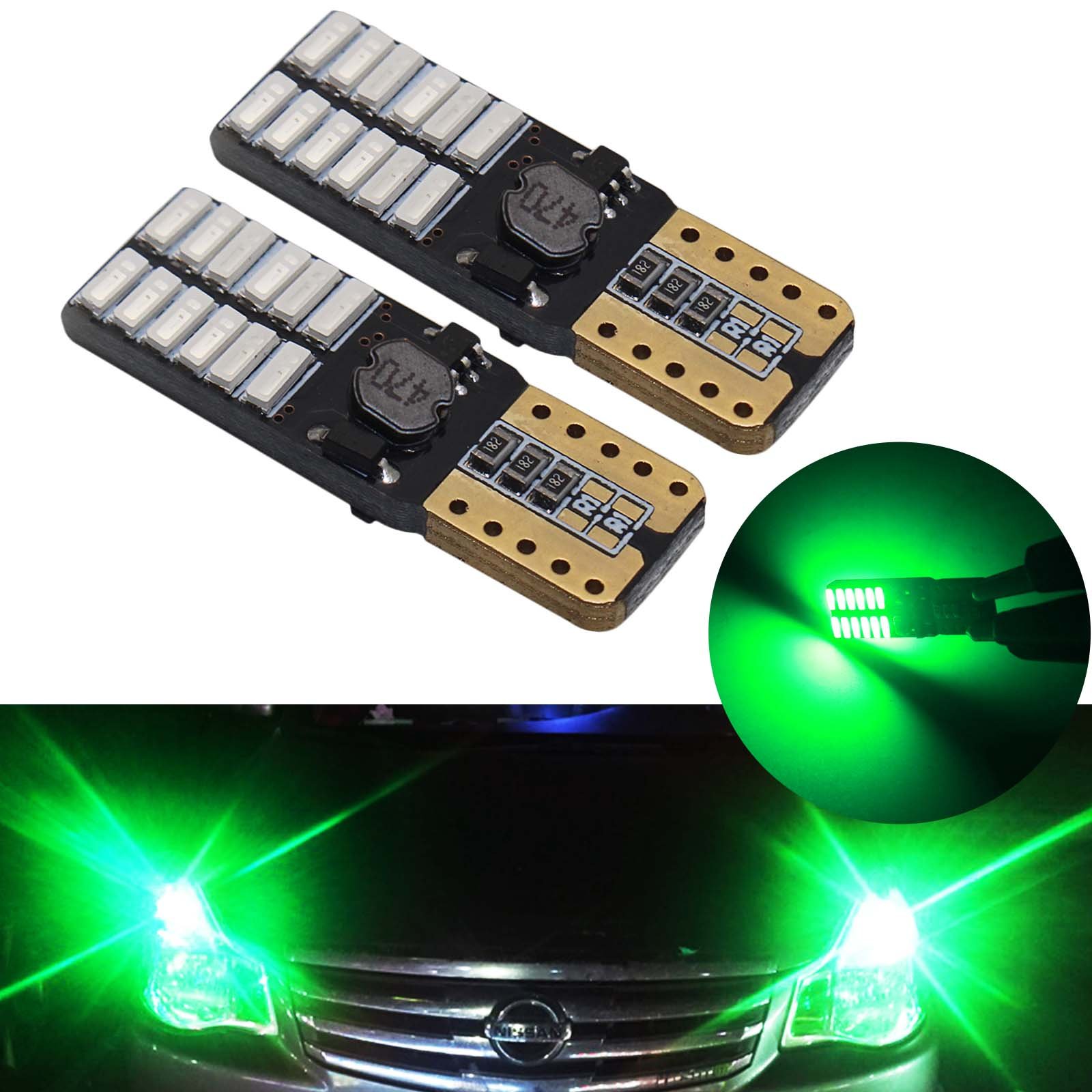YaaGoo 2pcs green 168 194 501 Wedge LED Bulbs Super Bright White For Car Interior Exterior Dome Map Door Courtesy License Plate Light Bulb
