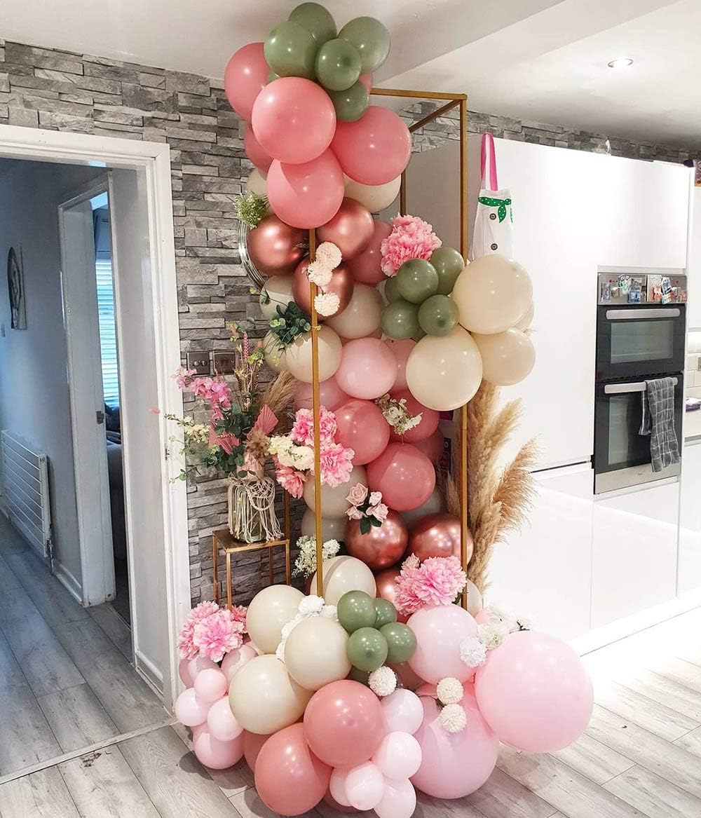 Rose Red Balloon Garland Arch Kit – 102 Pack Olive Green Rose Red Blush Balloons,Metallic Rose Gold Balloon for Wedding Baby Shower Birthday Evening Dinner Tea Party Decorations