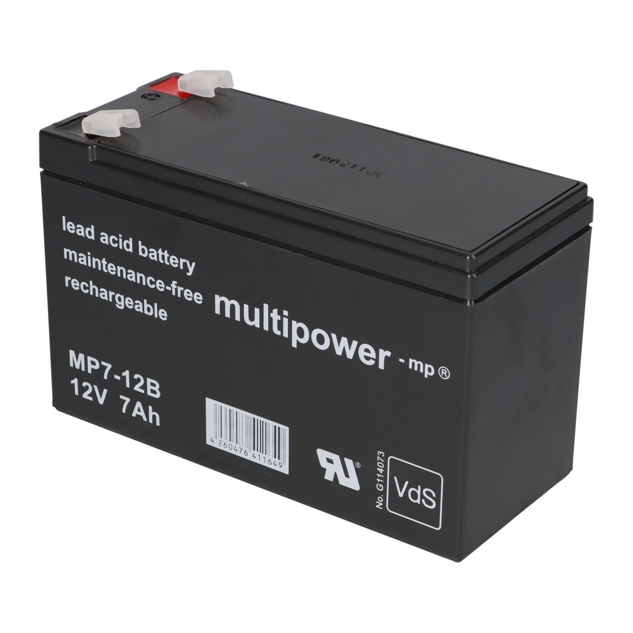 AGM Bleiakku 12V 7Ah VDs MP7-12B, Faston 6,3 mm, wartungsfrei – für USV, Alarmanlage, Notbeleuchtung – kompatibel mit 12V Ladegerät 1A IU DL12-1.0