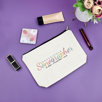 Sazuwu Sonographer Gifts For Women Makeup Bag Gift for Ultrasound Technician Sonography Diagnostic Maternity Doctor Nurse Sonography Radiology Medical Student Graduation Gift Cosmetic Bag